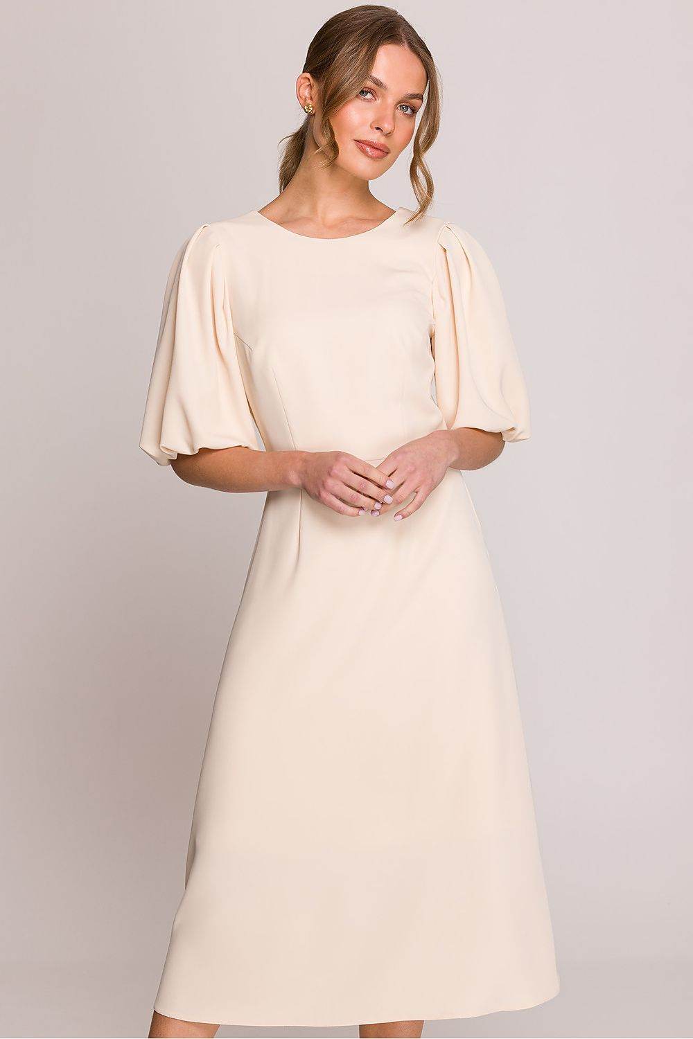 Romantic Midi Dress with Elegant Flared Silhouette - INDIEZ COUTURE