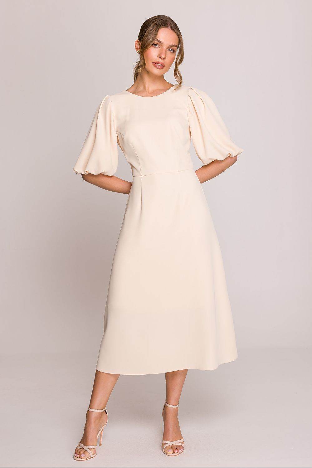 Romantic Midi Dress with Elegant Flared Silhouette - INDIEZ COUTURE