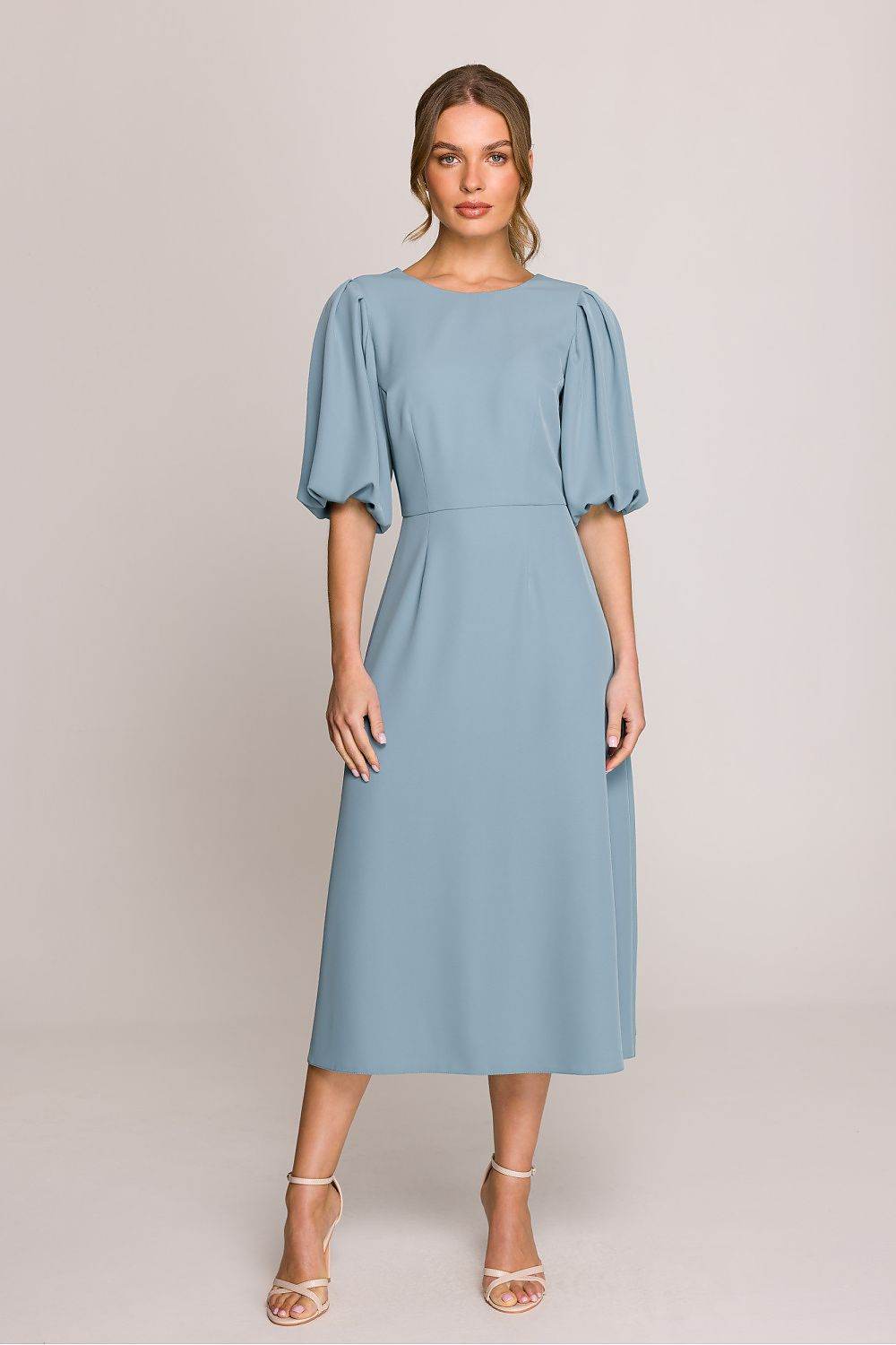 Romantic Midi Dress with Elegant Flared Silhouette - INDIEZ COUTURE