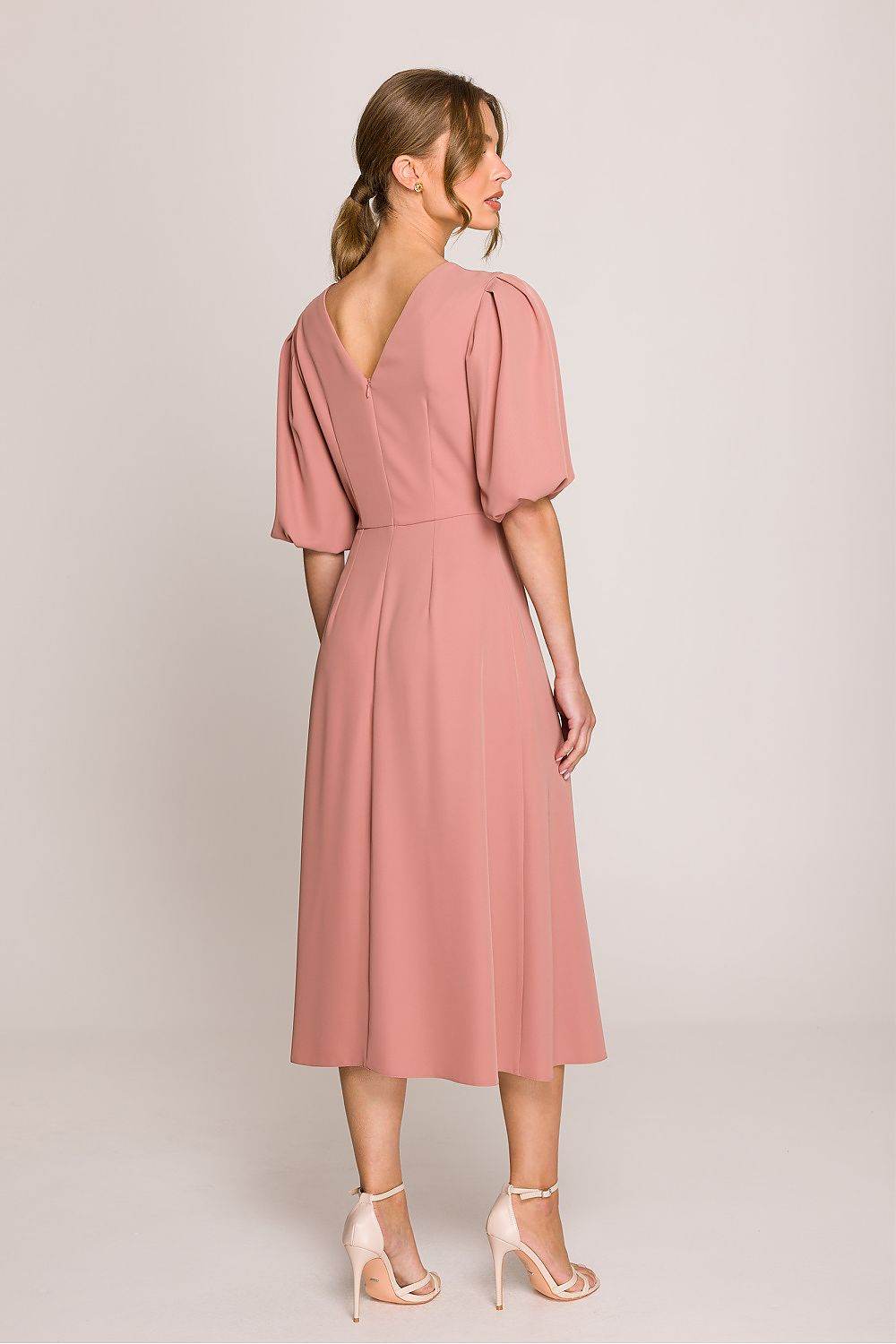 Romantic Midi Dress with Elegant Flared Silhouette - INDIEZ COUTURE