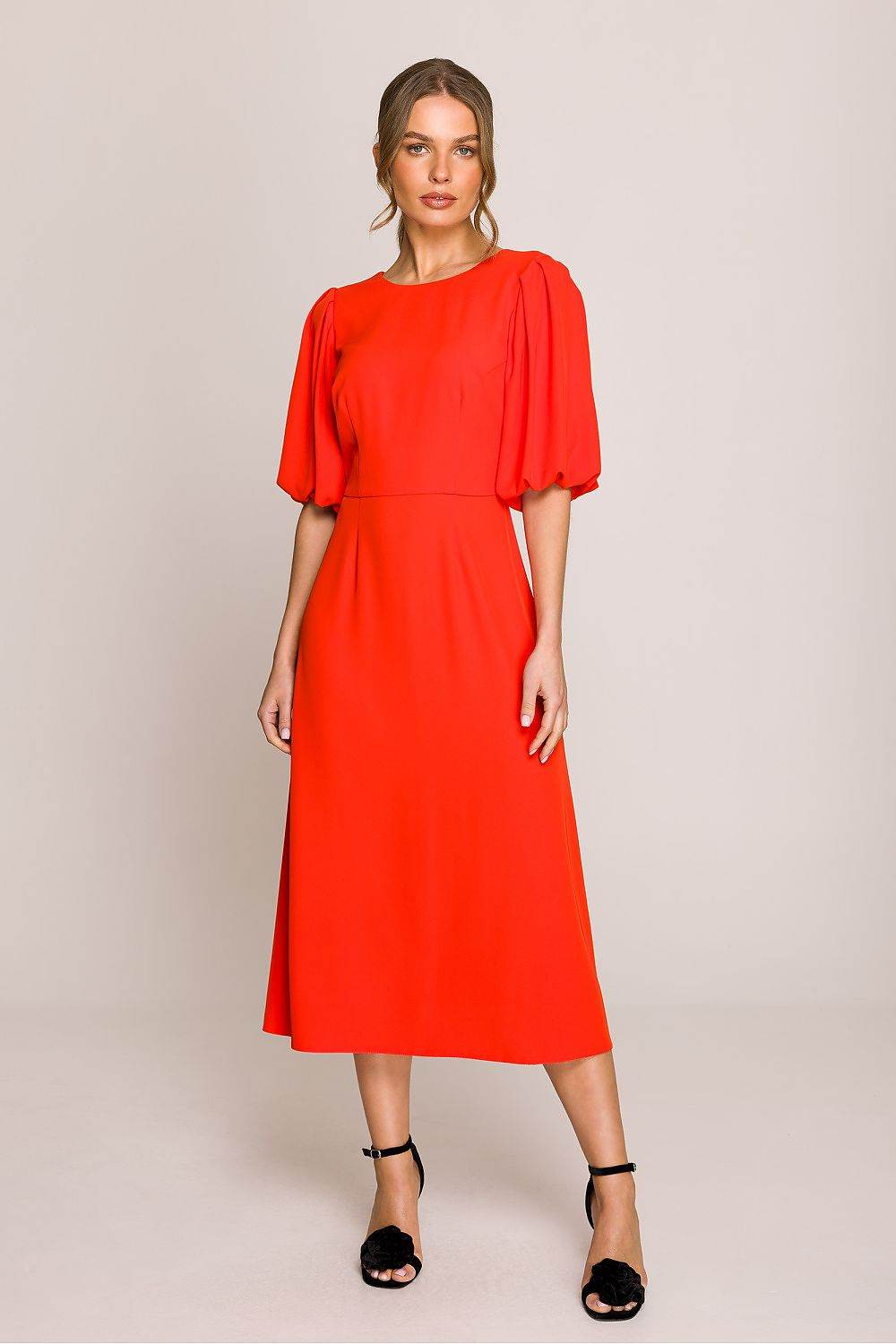Romantic Midi Dress with Elegant Flared Silhouette - INDIEZ COUTURE