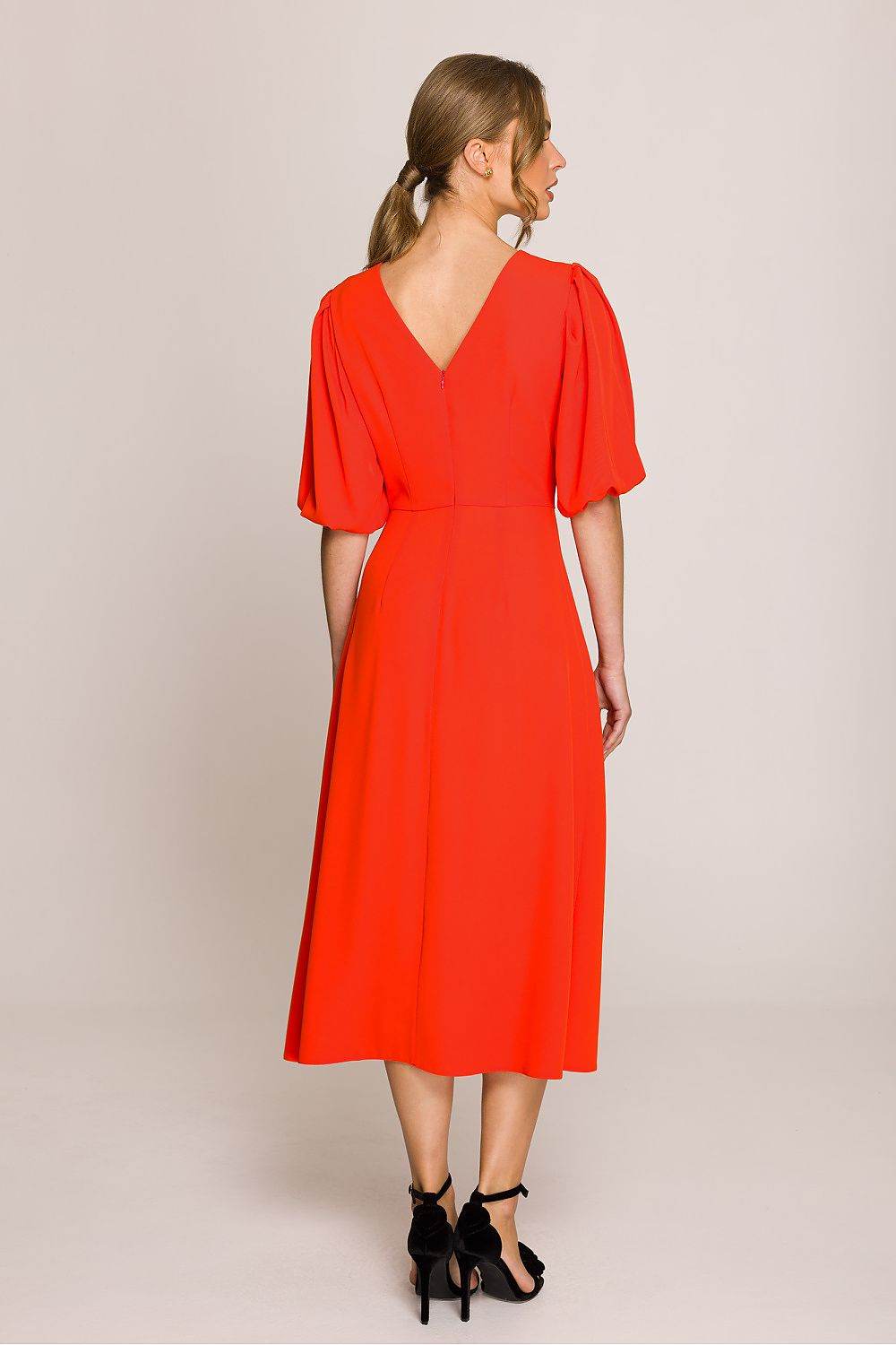 Romantic Midi Dress with Elegant Flared Silhouette - INDIEZ COUTURE