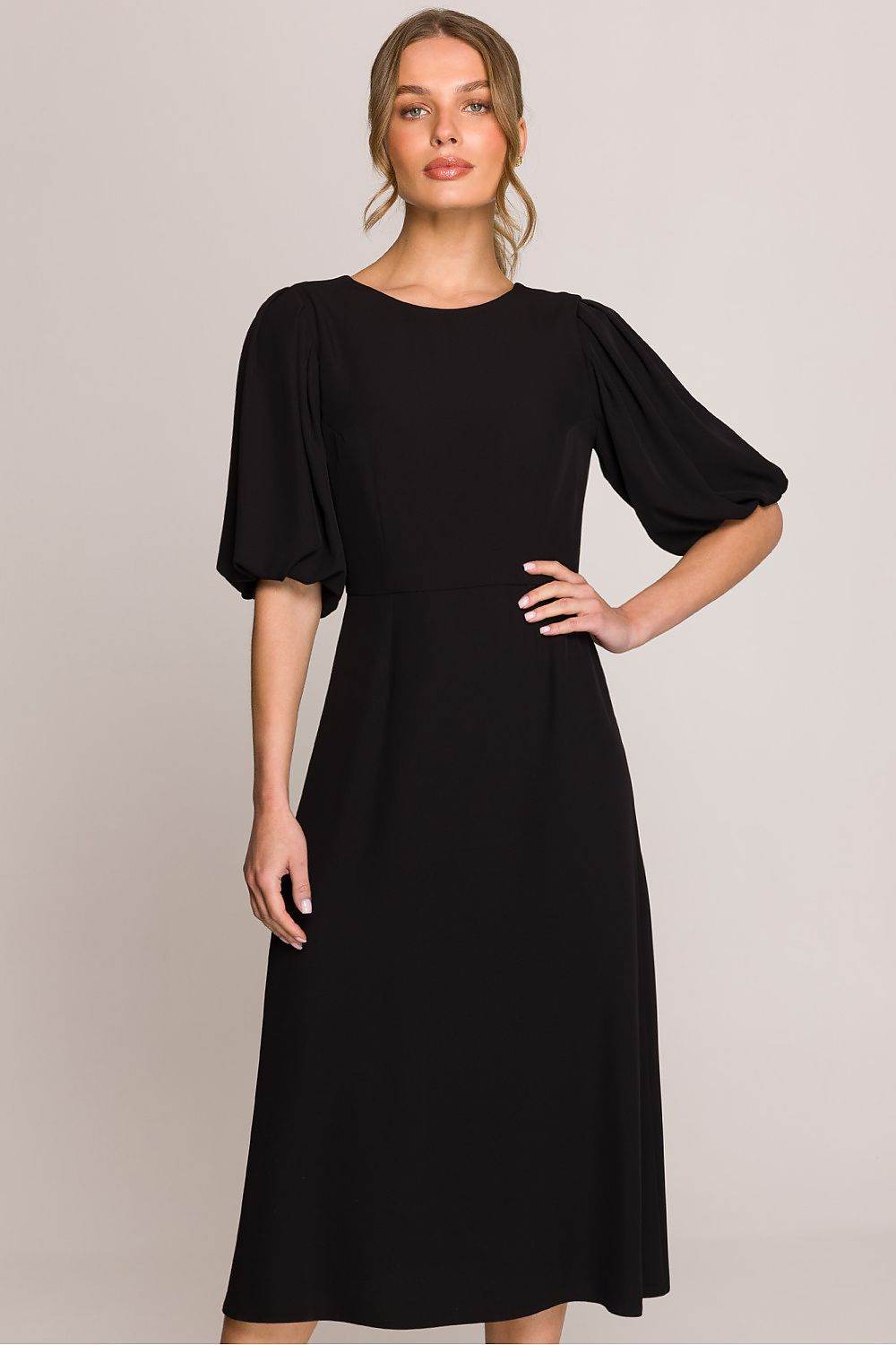 Romantic Midi Dress with Elegant Flared Silhouette - INDIEZ COUTURE