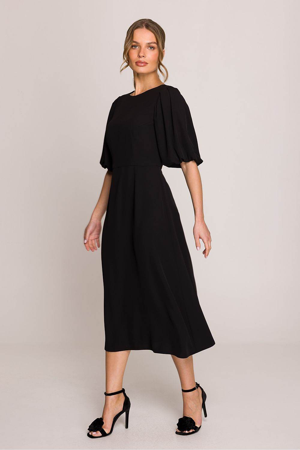Romantic Midi Dress with Elegant Flared Silhouette - INDIEZ COUTURE