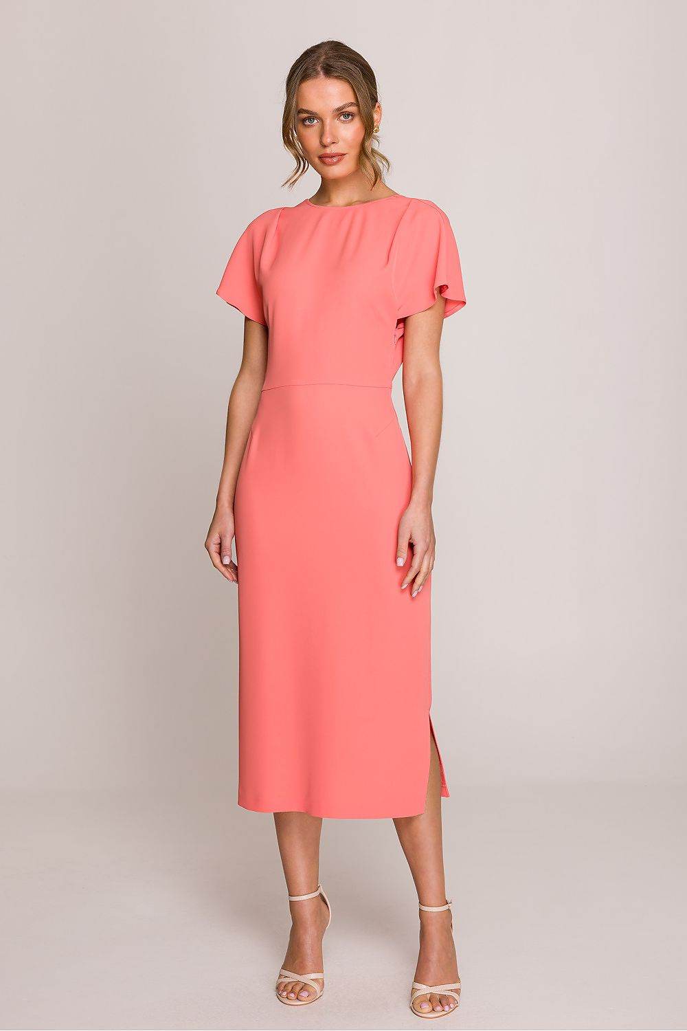Elegant Midi Dress with V-Back Neckline - INDIEZ COUTURE