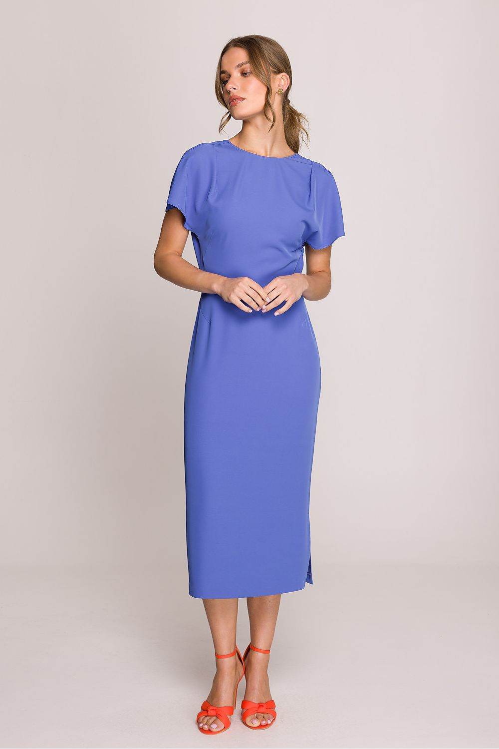 Elegant Midi Dress with V-Back Neckline - INDIEZ COUTURE