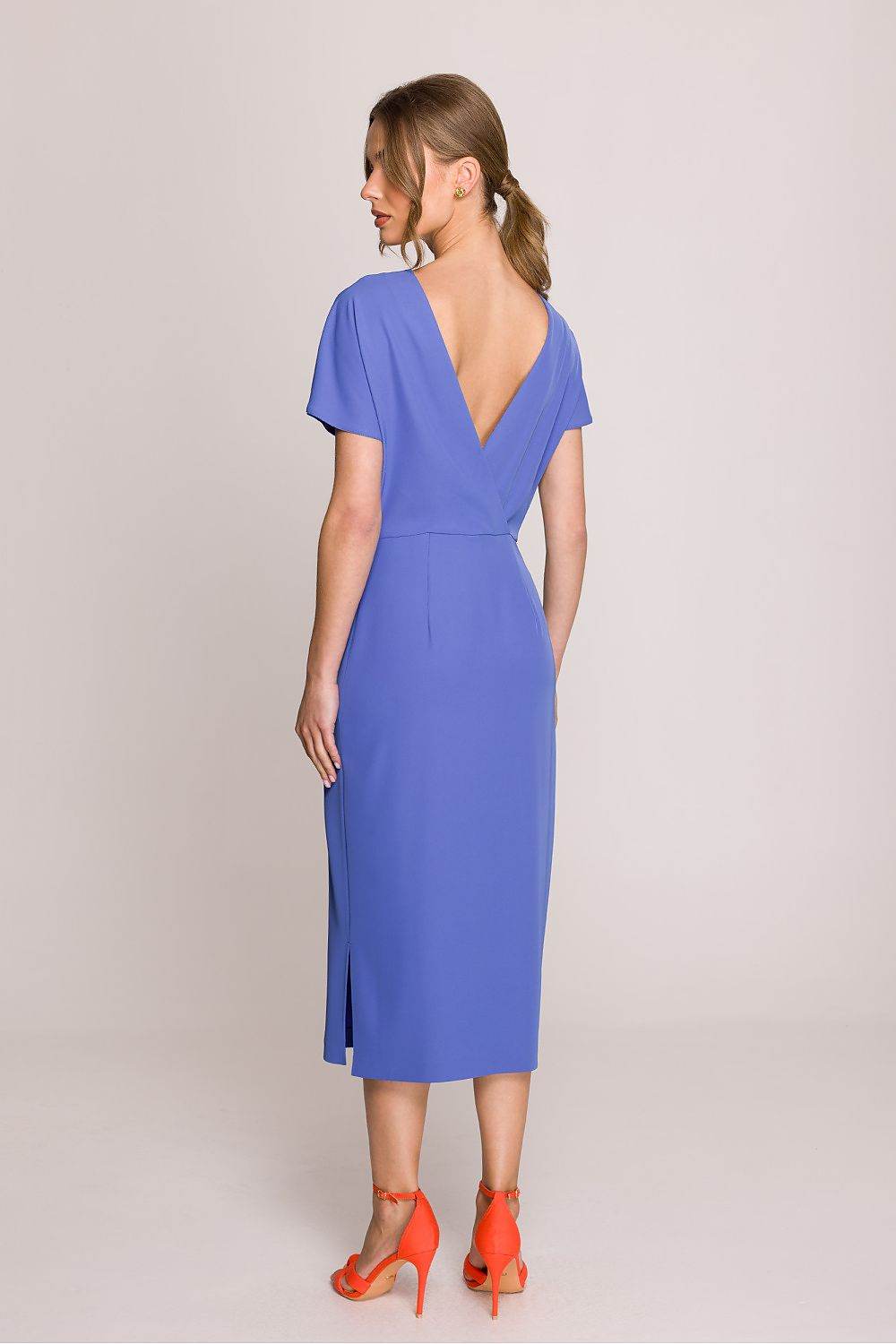 Elegant Midi Dress with V-Back Neckline - INDIEZ COUTURE