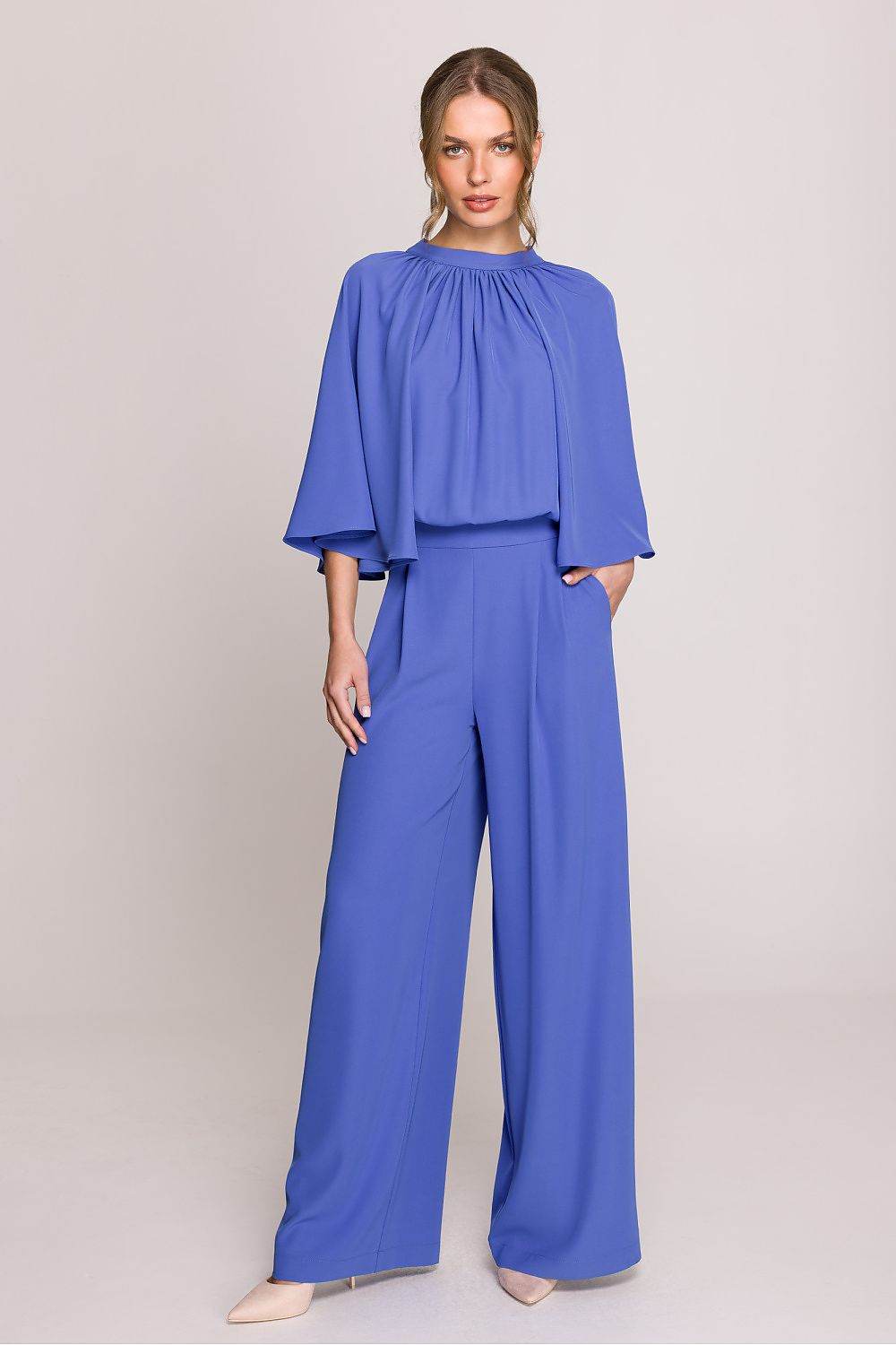 Elegant Ruched Jumpsuit with Kimono Sleeves - INDIEZ COUTURE