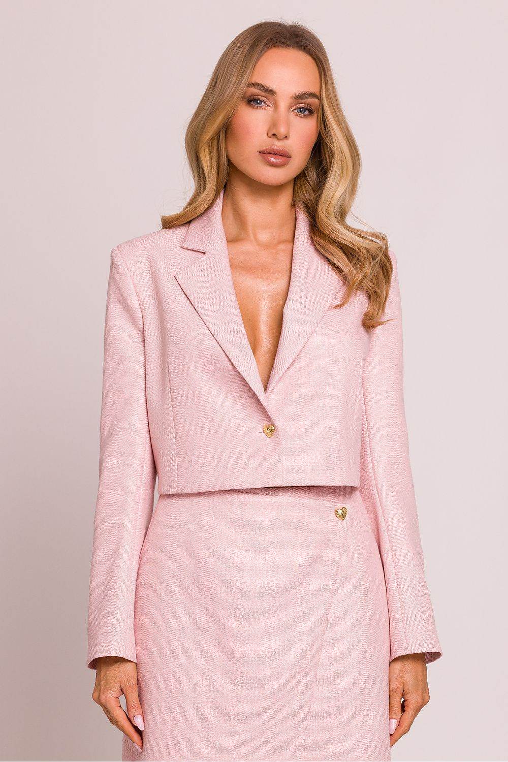 Elegant Short Blazer with Heart-Shaped Button - INDIEZ COUTURE