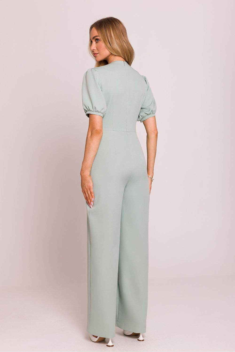 Feminine Cut Jumpsuit with Deep V-Neck Design - INDIEZ COUTURE