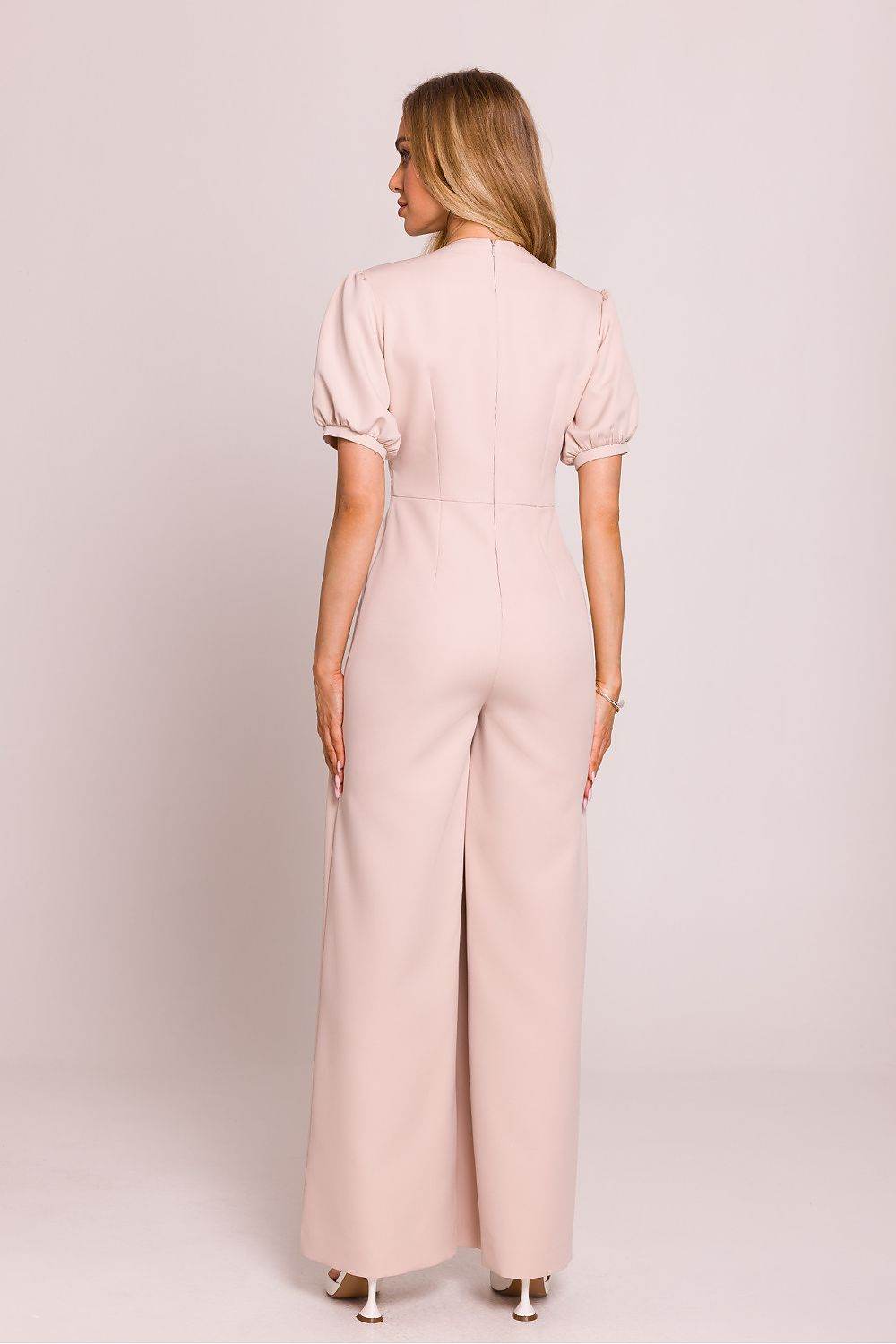 Feminine Cut Jumpsuit with Deep V-Neck Design - INDIEZ COUTURE