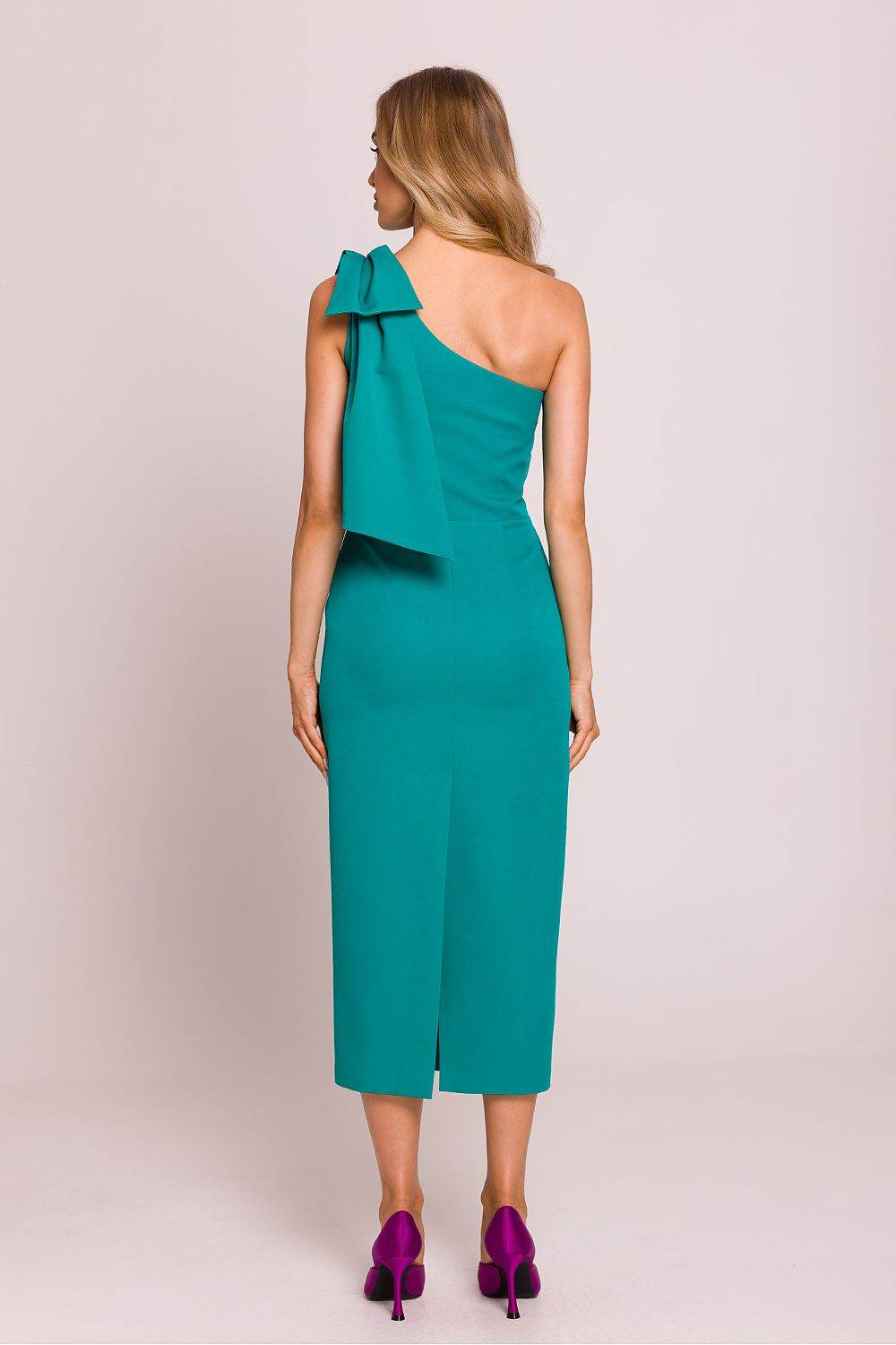 Elegant Midi Cocktail Dress with Asymmetrical Cut - INDIEZ COUTURE