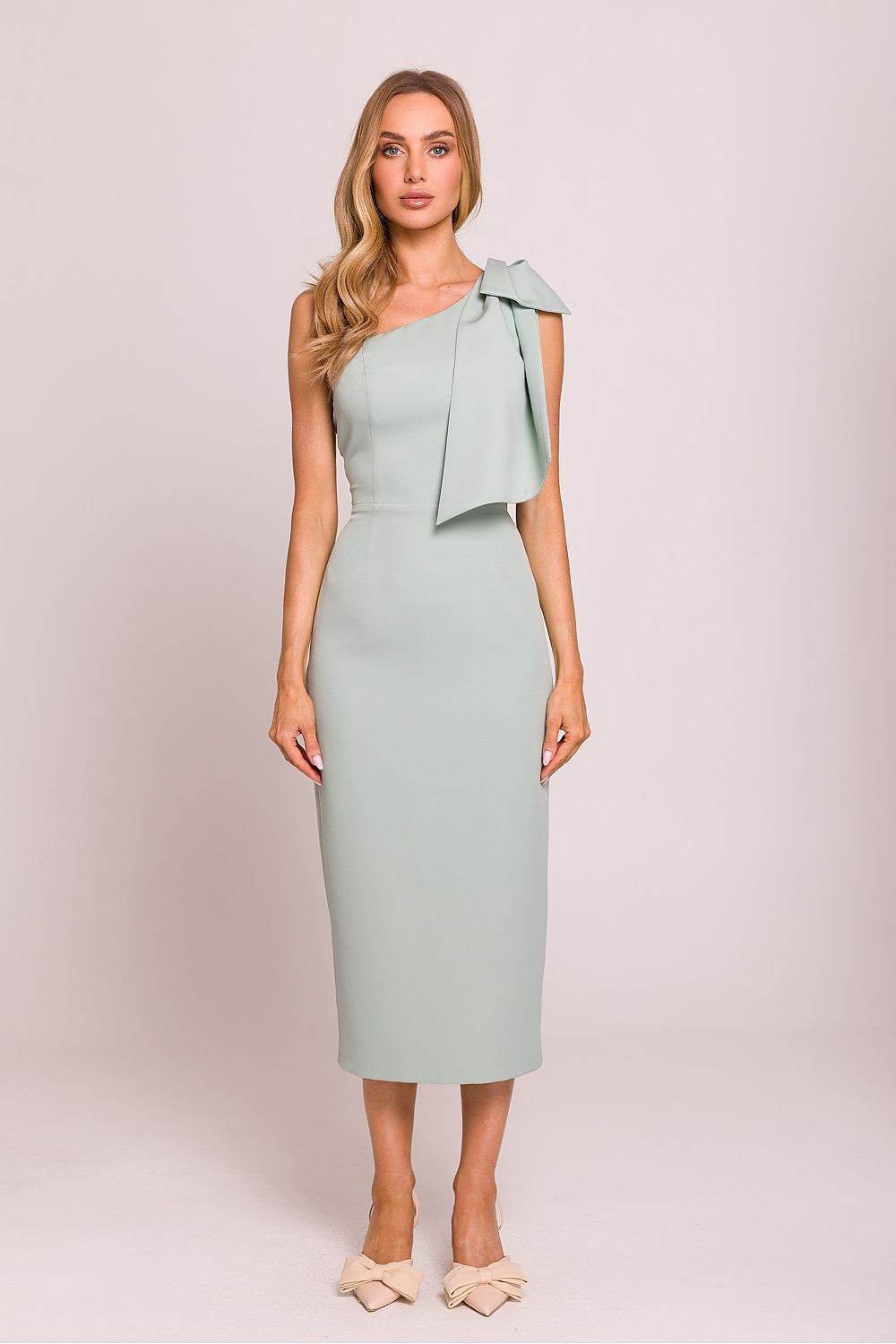 Elegant Midi Cocktail Dress with Asymmetrical Cut - INDIEZ COUTURE