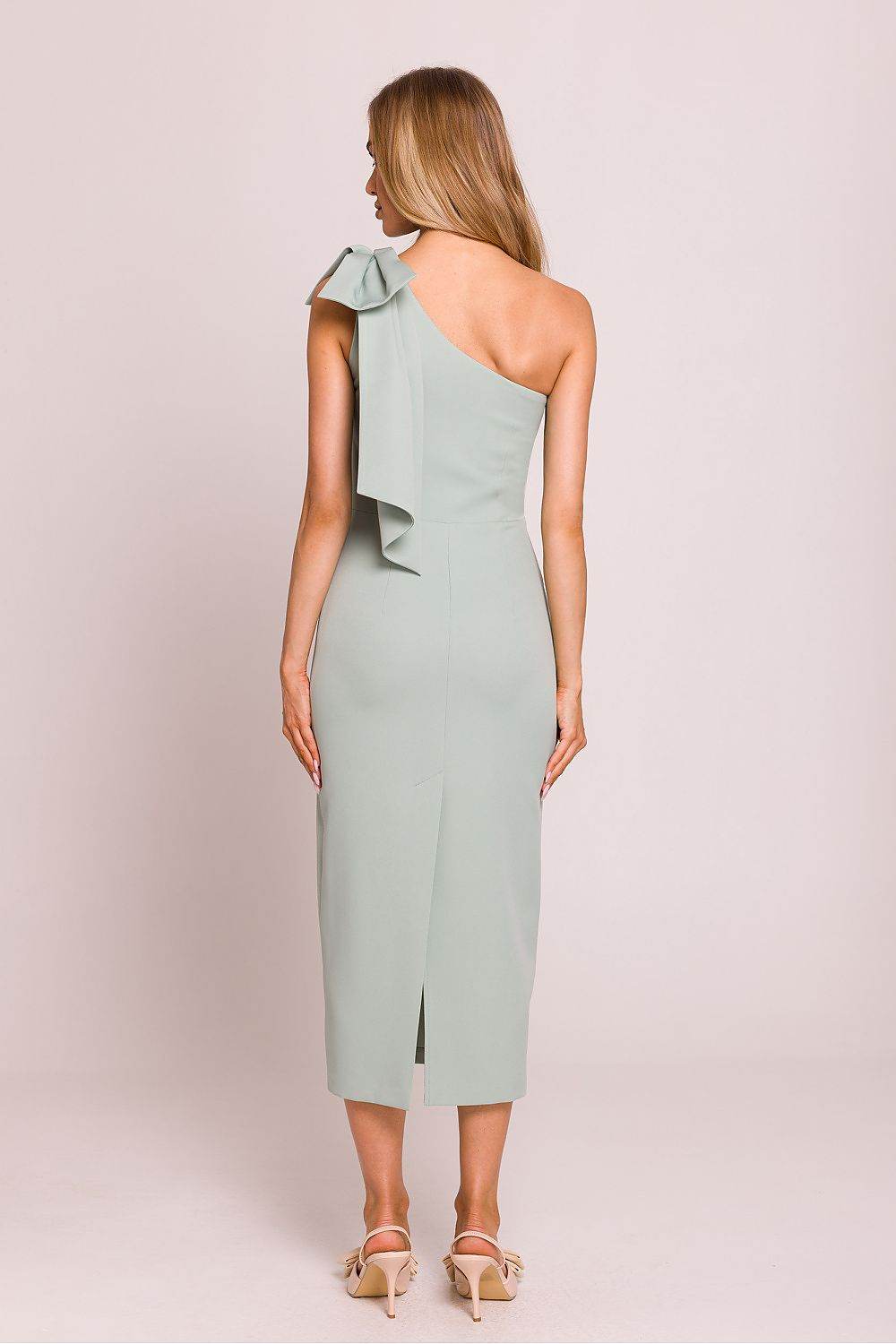 Elegant Midi Cocktail Dress with Asymmetrical Cut - INDIEZ COUTURE