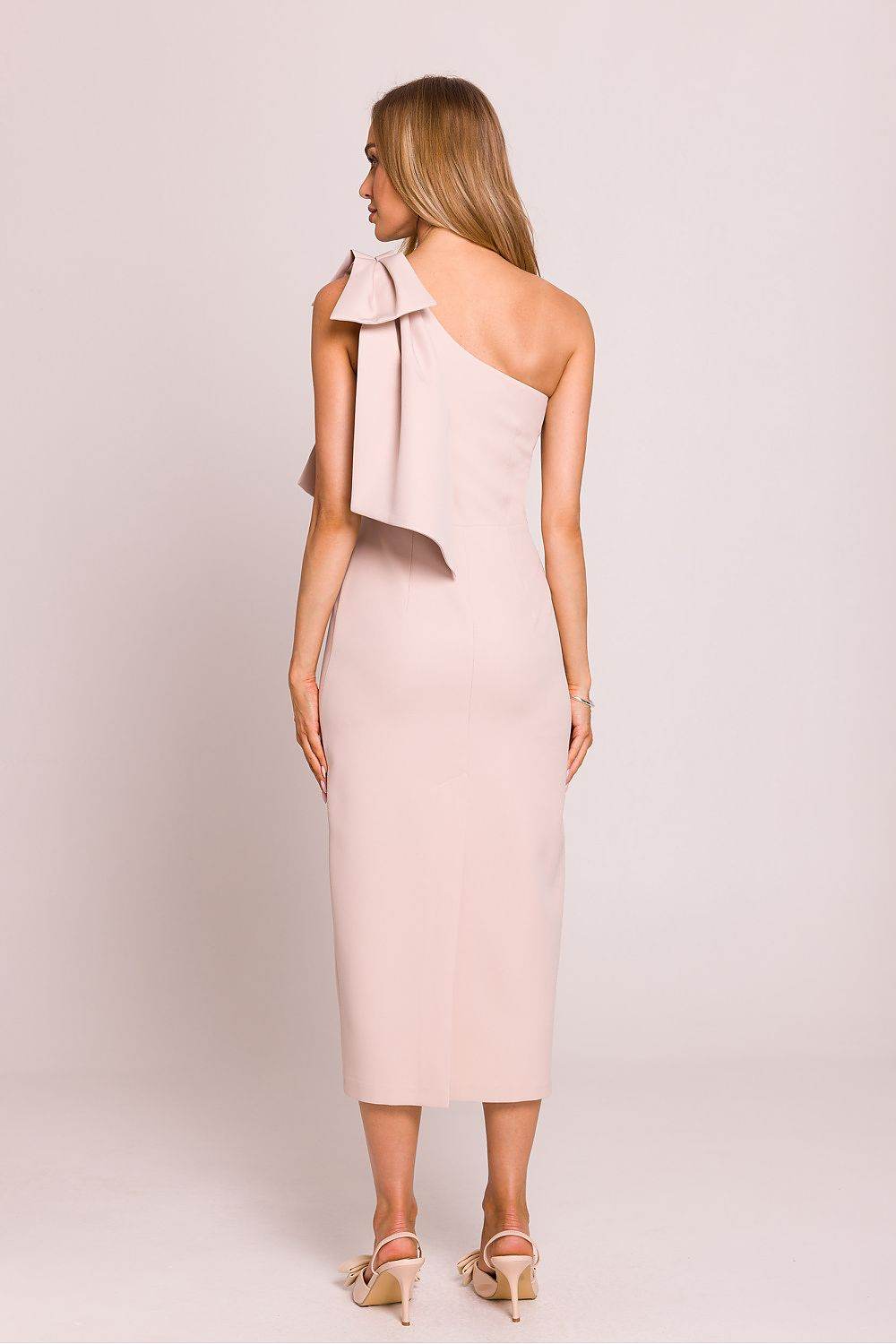 Elegant Midi Cocktail Dress with Asymmetrical Cut - INDIEZ COUTURE