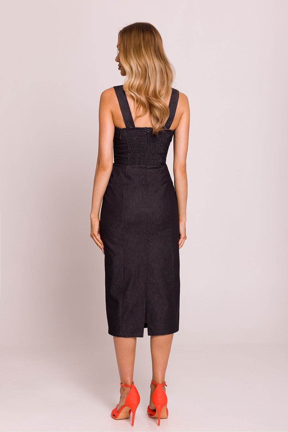 Elegant Pencil Midi Dress with Detachable Straps - INDIEZ COUTURE