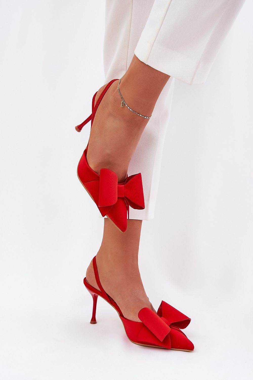Elegant Open Heel High Heels with Charming Bow - INDIEZ COUTURE