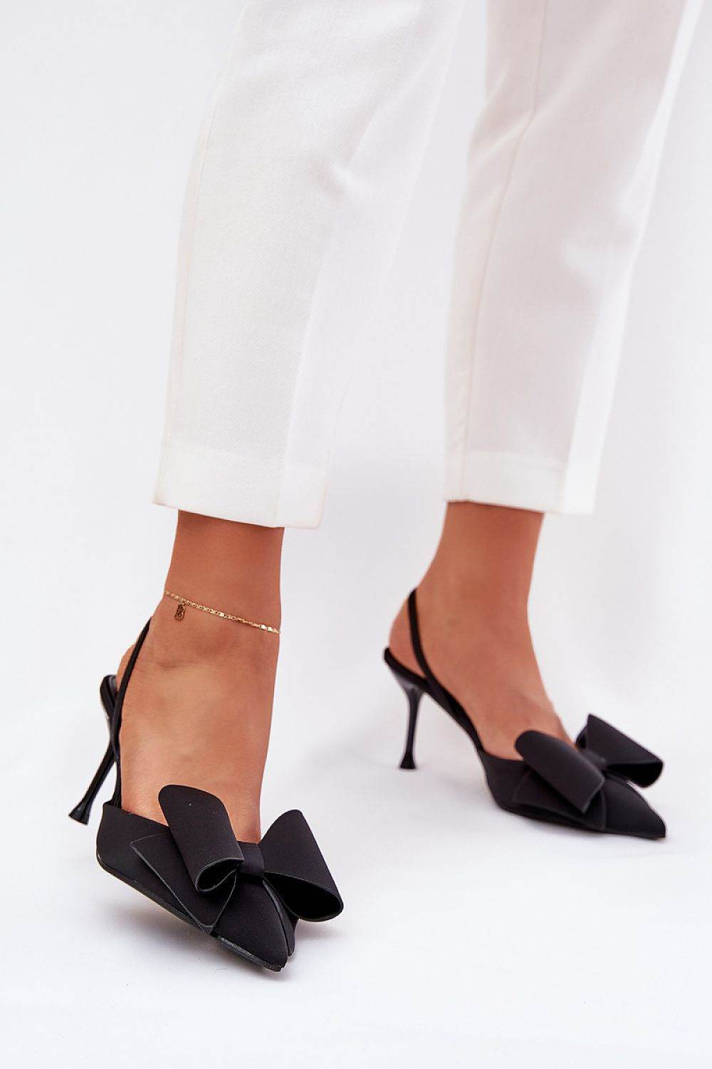 Elegant Open Heel High Heels with Charming Bow - INDIEZ COUTURE