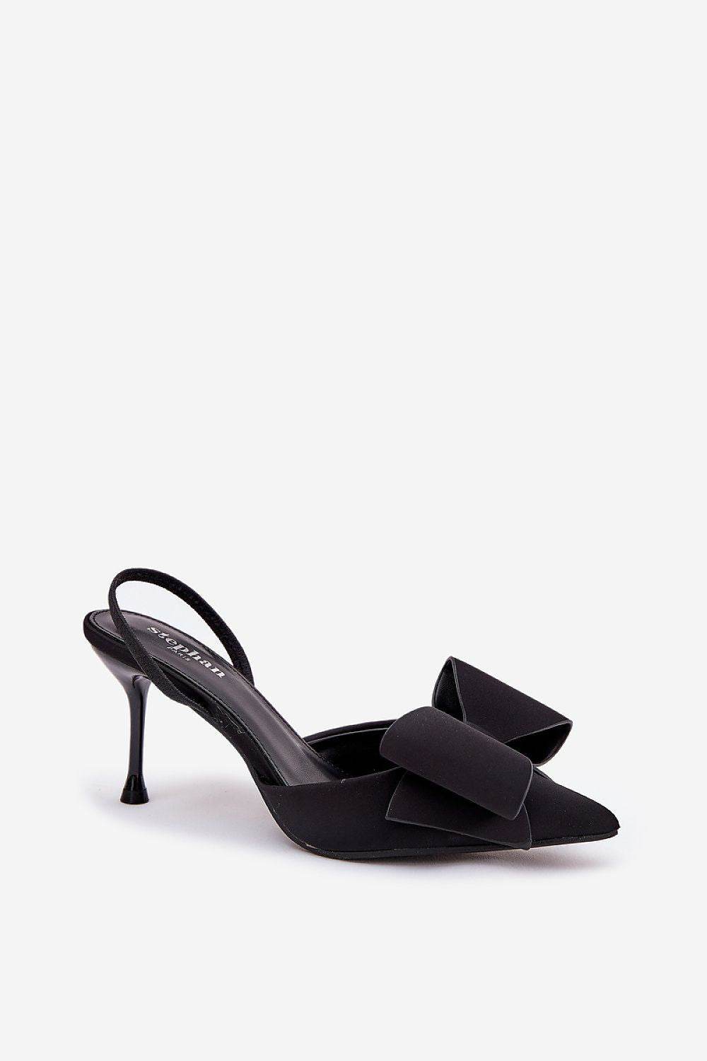 Elegant Open Heel High Heels with Charming Bow - INDIEZ COUTURE