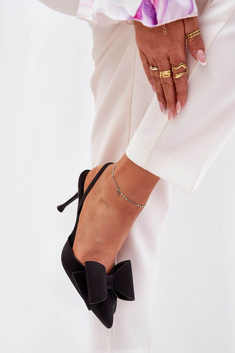 Elegant Open Heel High Heels with Charming Bow - INDIEZ COUTURE