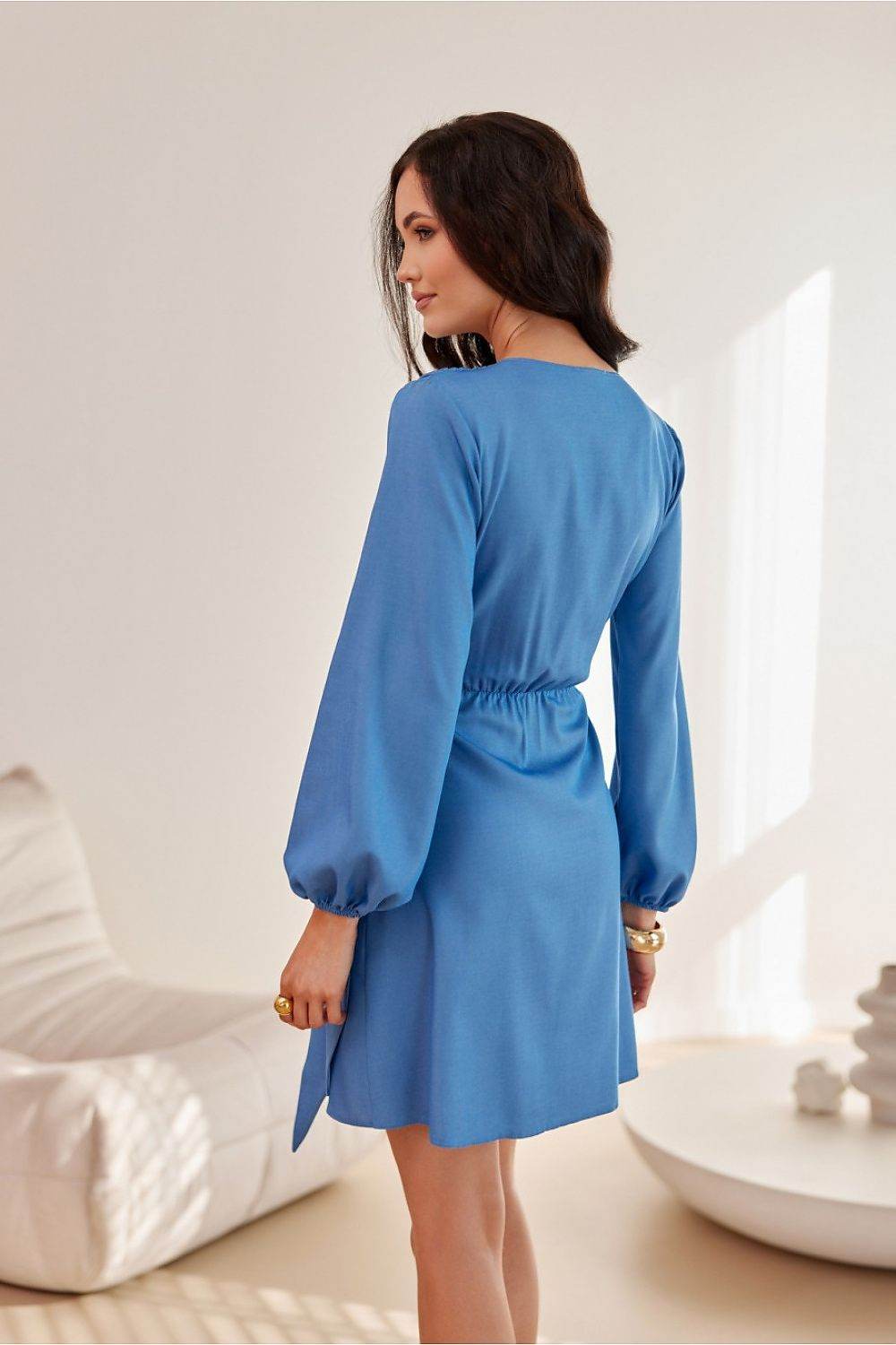 Wrap Mini Dress with Flared Bottom and Tie Waist - INDIEZ COUTURE