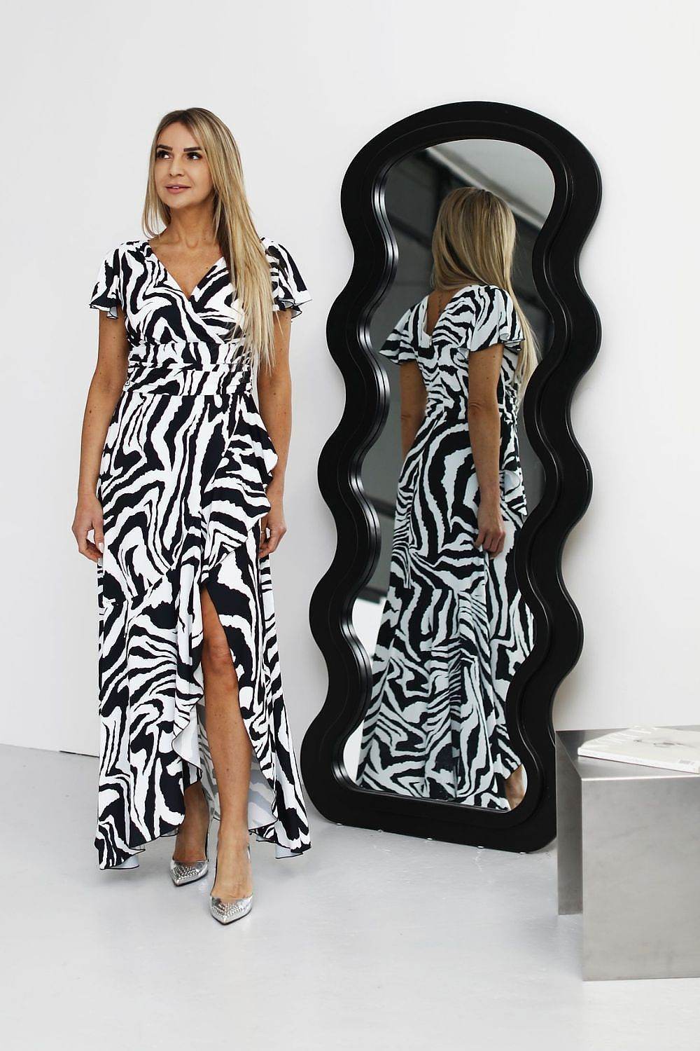 Elegant V-Neck Long Dress with Feminine Cut - INDIEZ COUTURE
