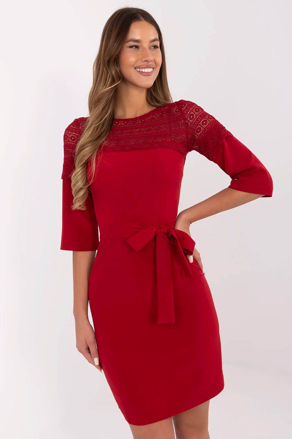 Elegant Pencil Cut Cocktail Dress with Lace Insert - INDIEZ COUTURE