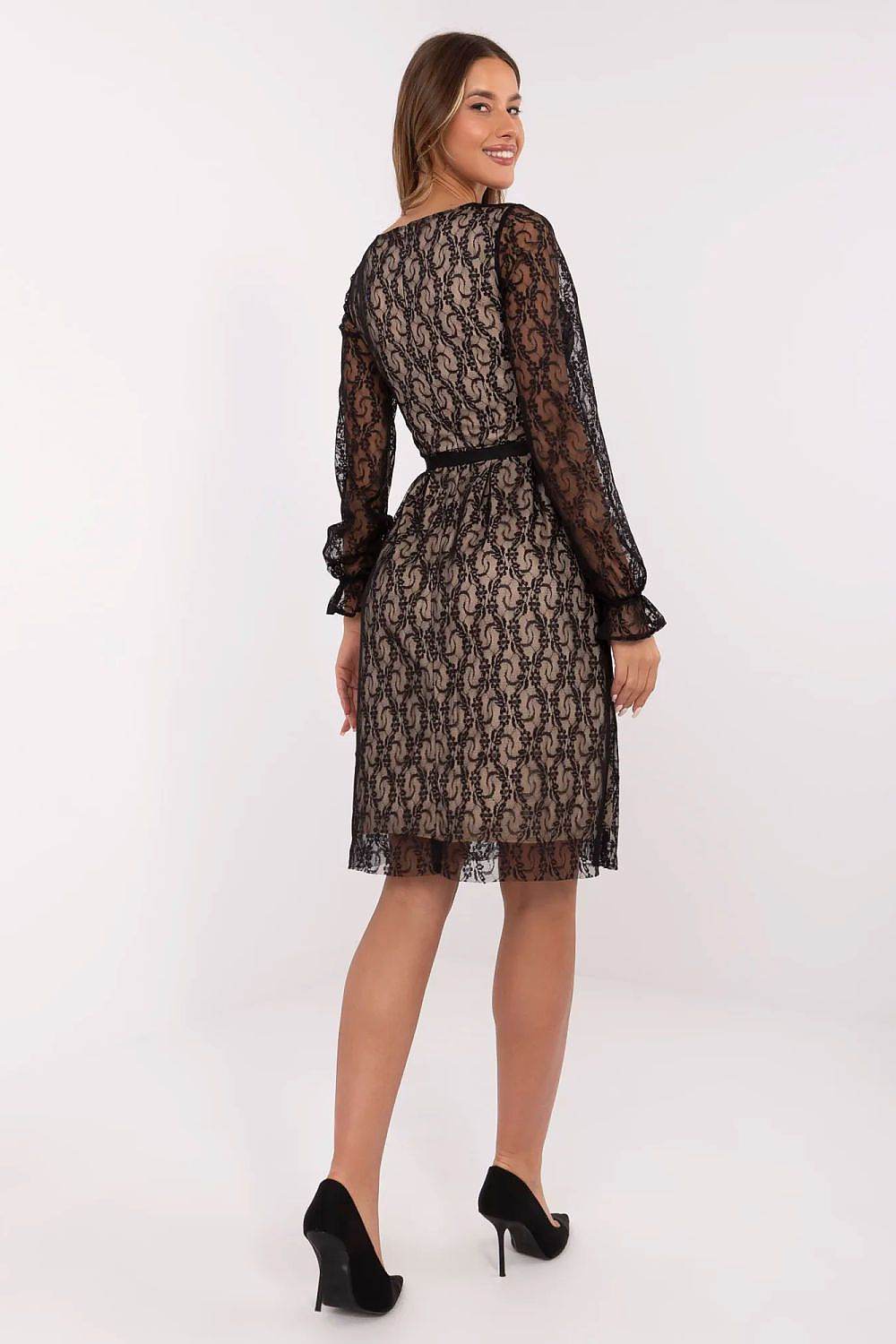 Elegant Flared Cocktail Dress with Lace Charm - INDIEZ COUTURE