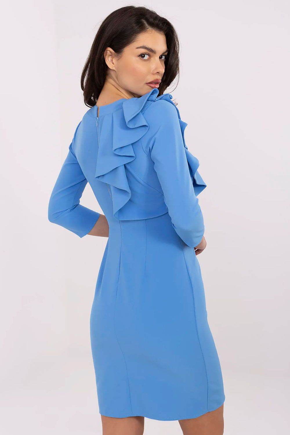 Elegant Fitted Cocktail Dress with Frill Detail - INDIEZ COUTURE