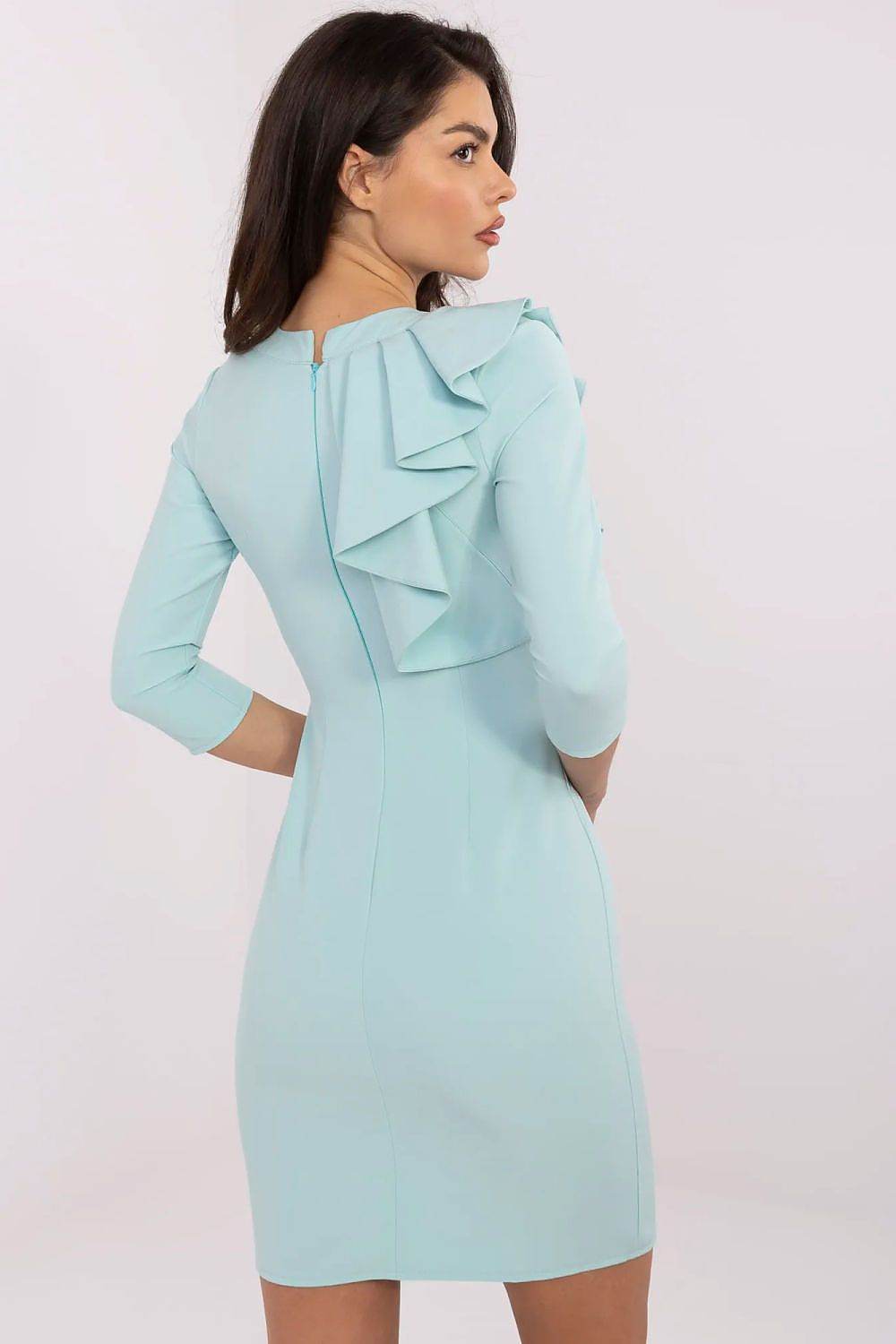 Elegant Fitted Cocktail Dress with Frill Detail - INDIEZ COUTURE