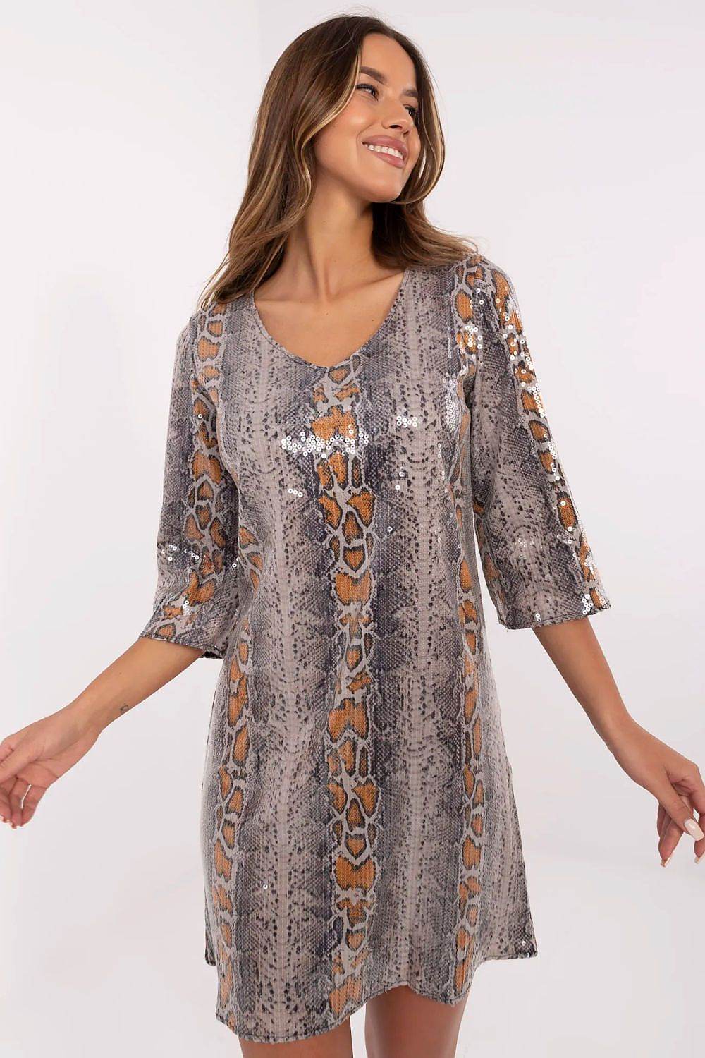 Elegant Cocktail Dress with Sequin Animal Motif - INDIEZ COUTURE