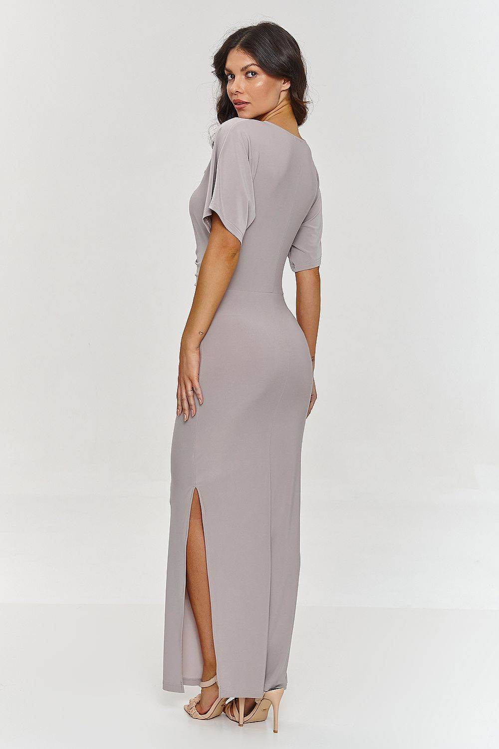 Elegant Maxi Dress with Unique Cut and Loose Sleeves - INDIEZ COUTURE