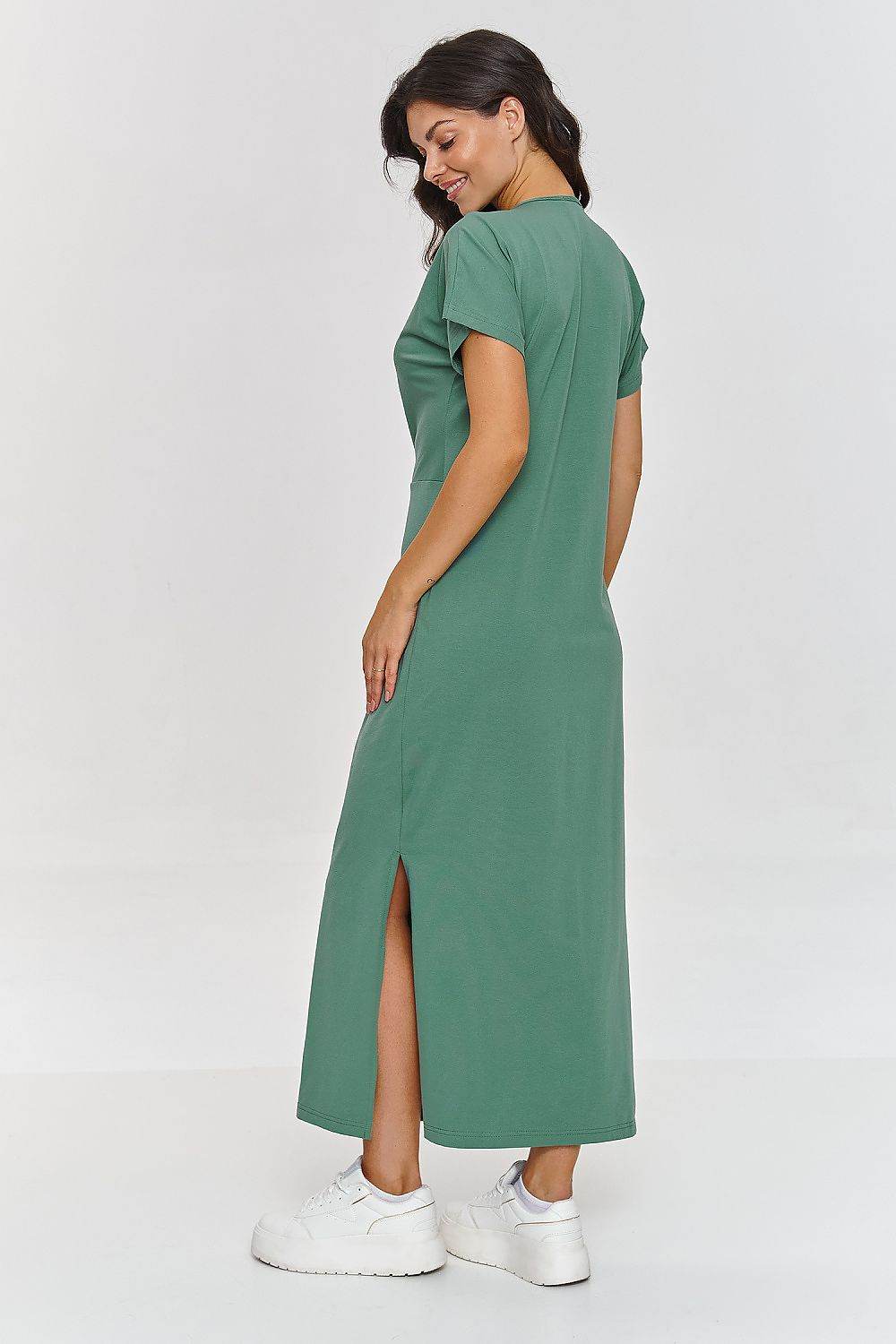 Elegant Maxi Dress with Waist Gathering Detail - INDIEZ COUTURE