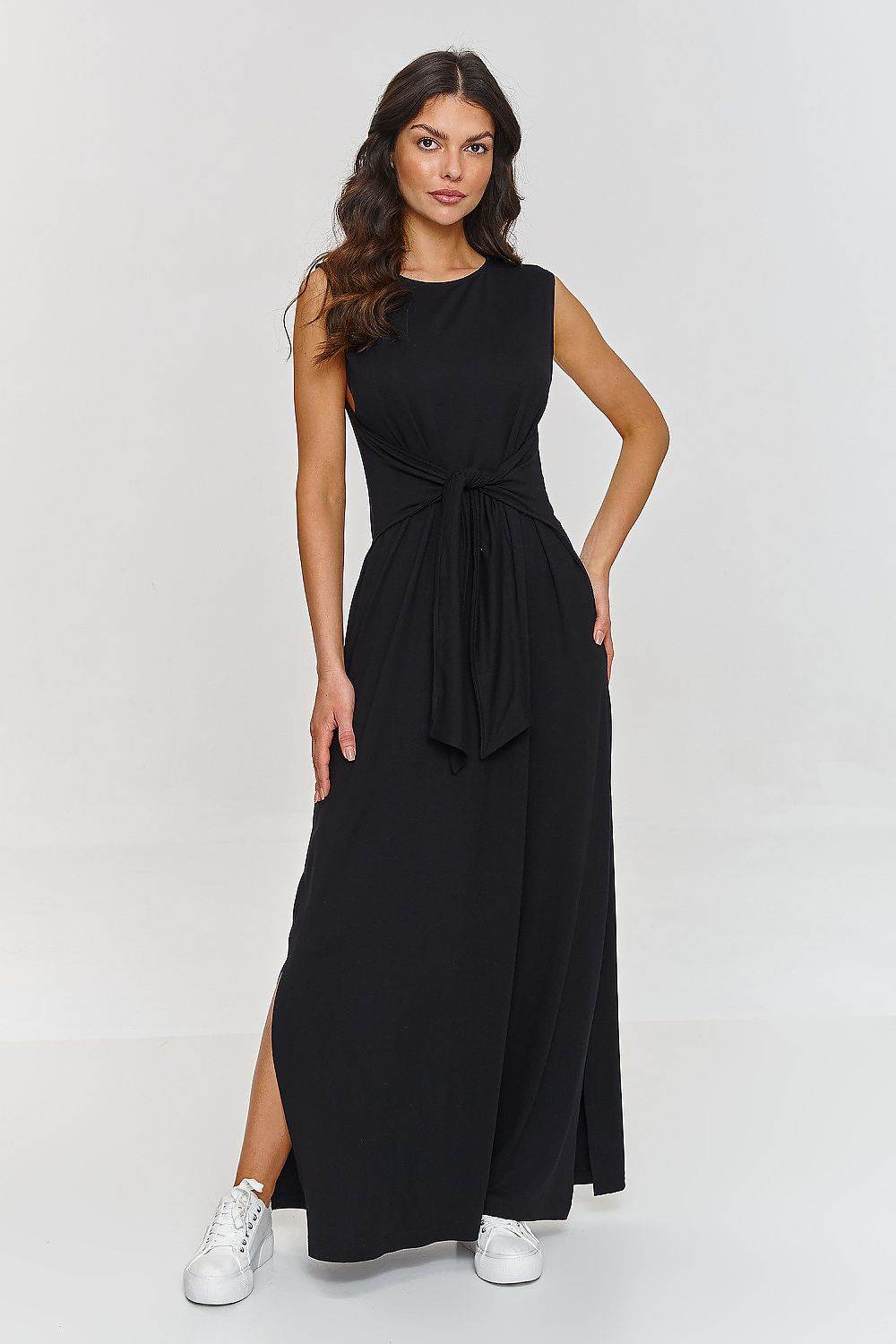 Stylish Maxi Dress with Comfortable Waist Tie - INDIEZ COUTURE