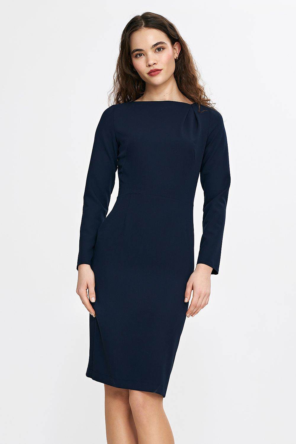 Elegant Fitted Daydress with Boat Neckline Design - INDIEZ COUTURE