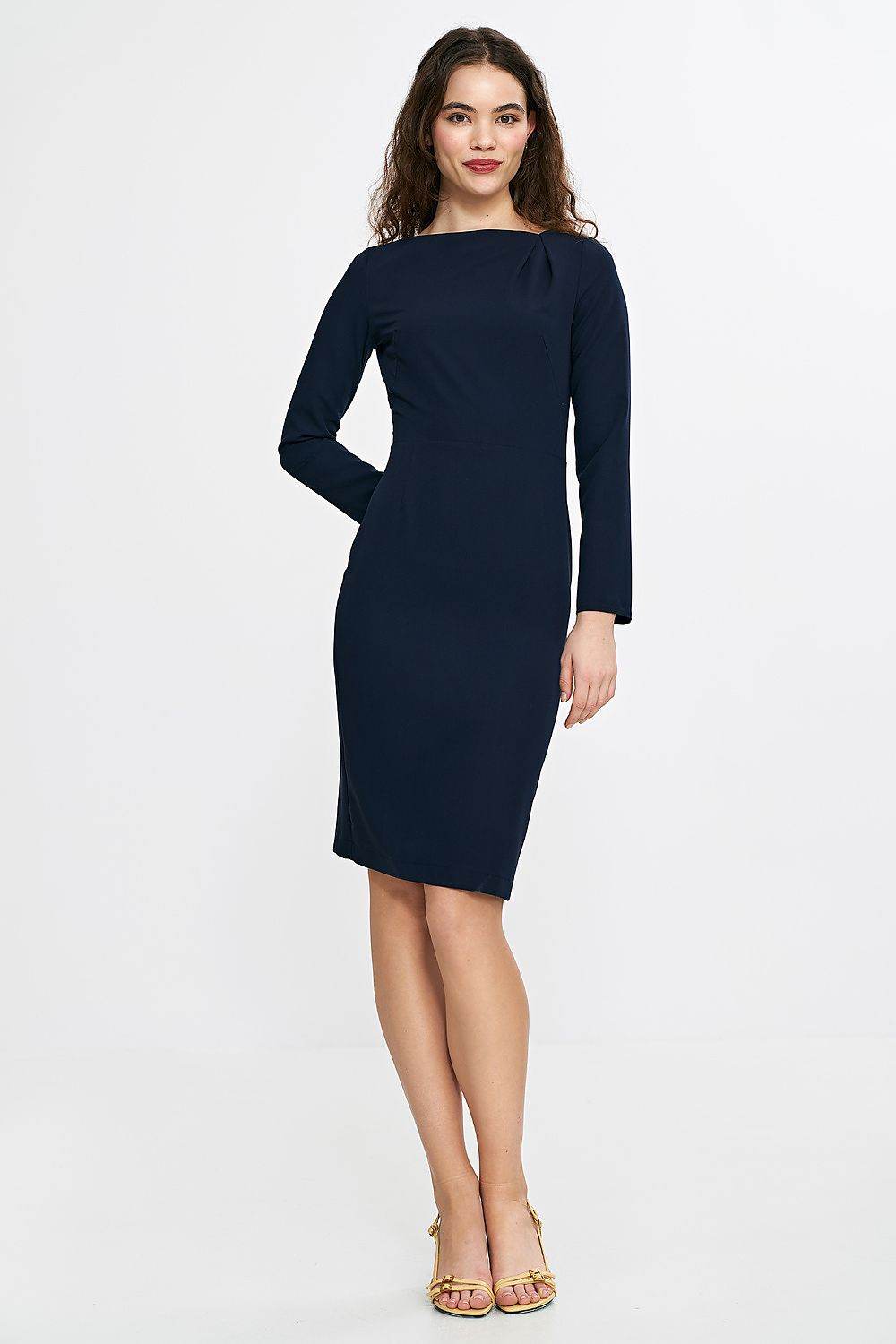Elegant Fitted Daydress with Boat Neckline Design - INDIEZ COUTURE