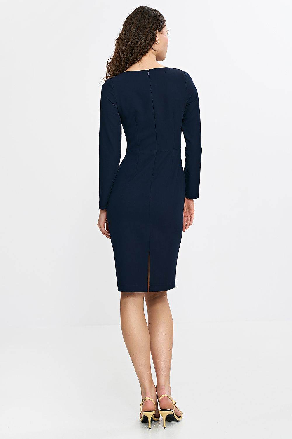 Elegant Fitted Daydress with Boat Neckline Design - INDIEZ COUTURE