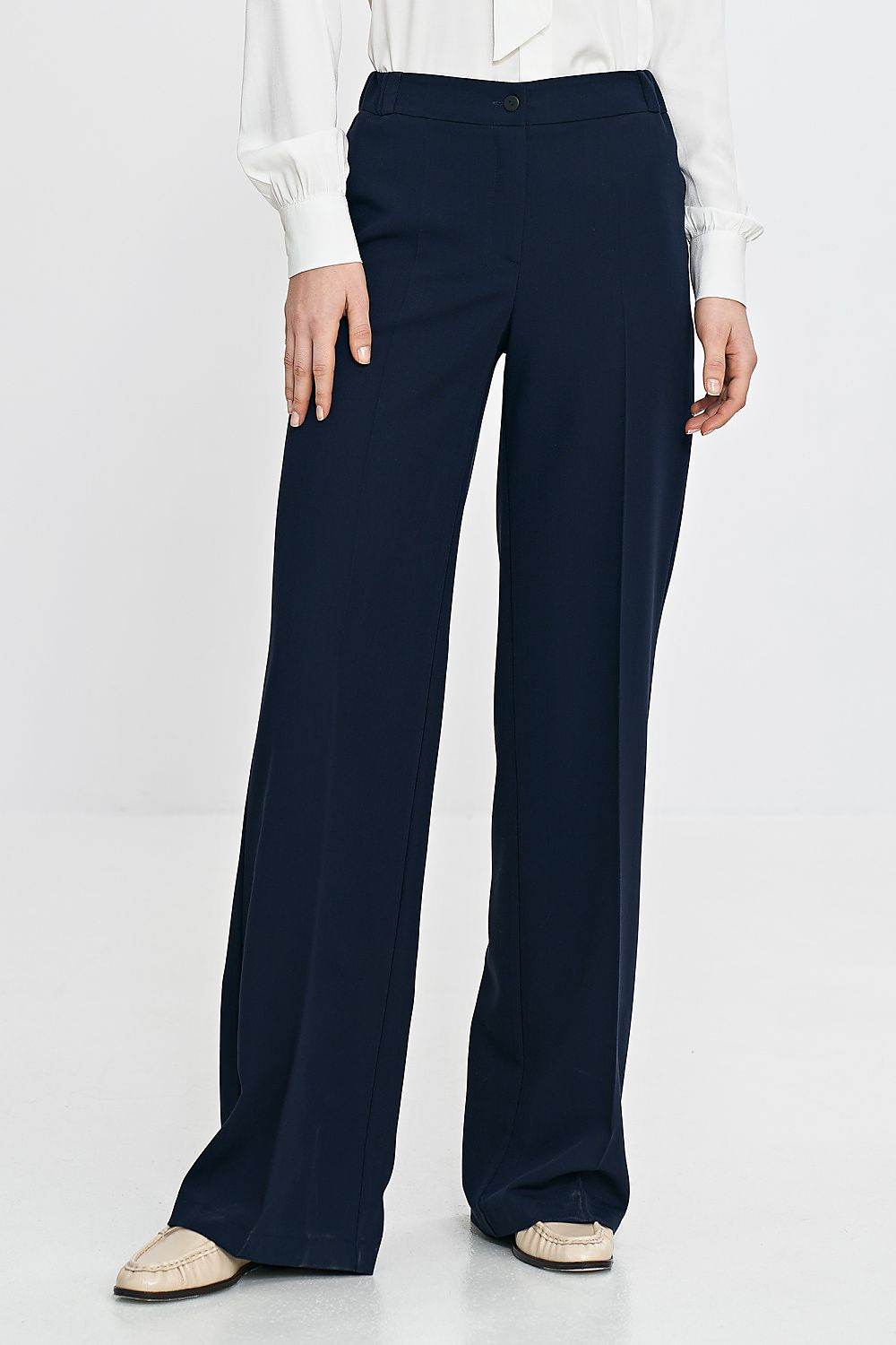 Elegant Women's Trousers with Wide Leg and Pressed Creases - INDIEZ COUTURE