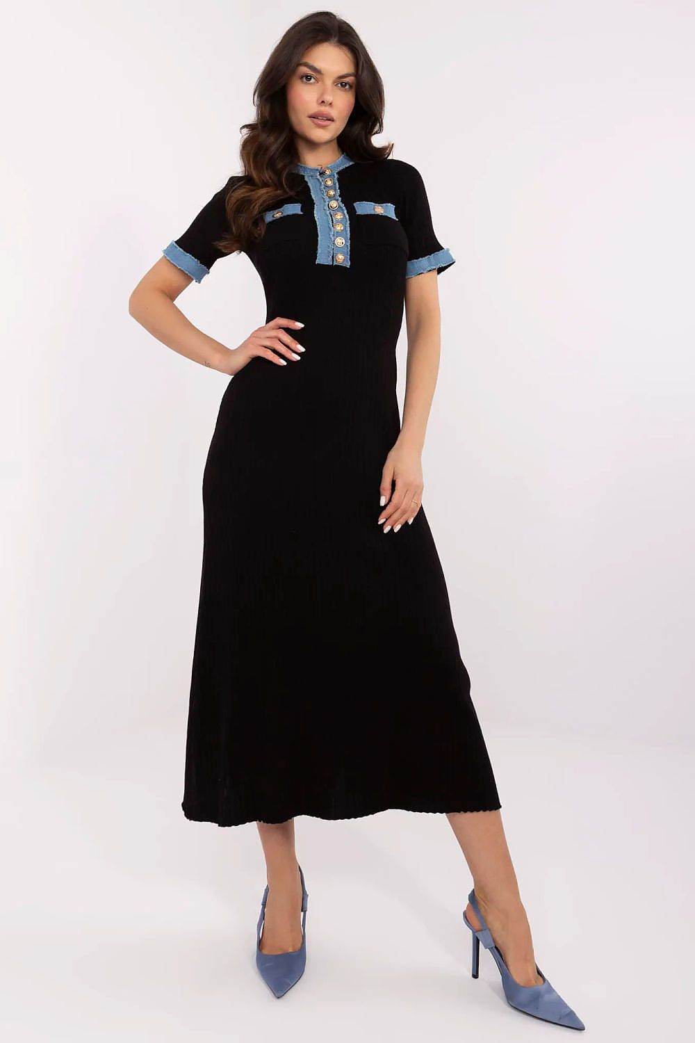 Comfortable Knitted Midi Dress with Ribbed Fit - INDIEZ COUTURE