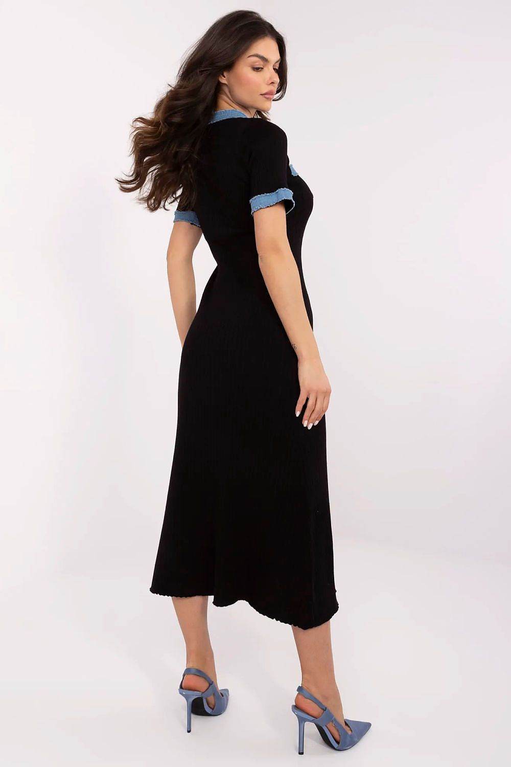 Comfortable Knitted Midi Dress with Ribbed Fit - INDIEZ COUTURE