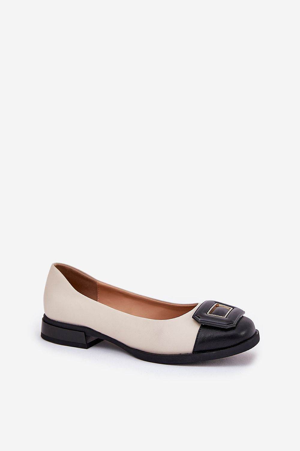 Elegant Leather Ballet Flats with Unique Decoration - INDIEZ COUTURE