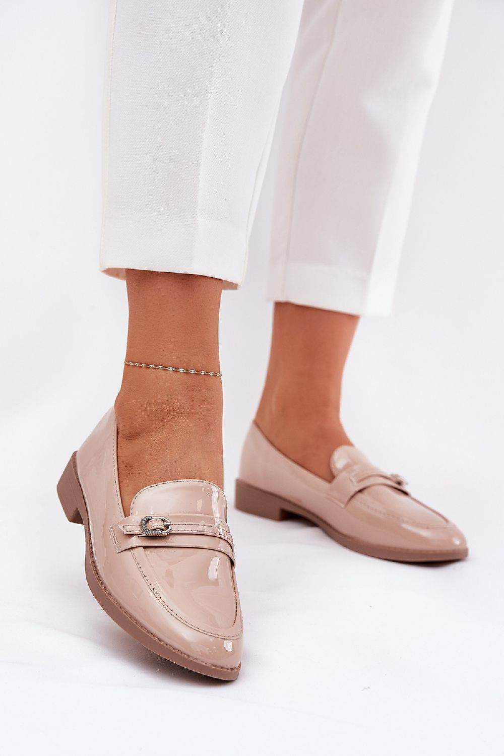 Eco Leather Women's Loafers with Decorative Buckle - INDIEZ COUTURE