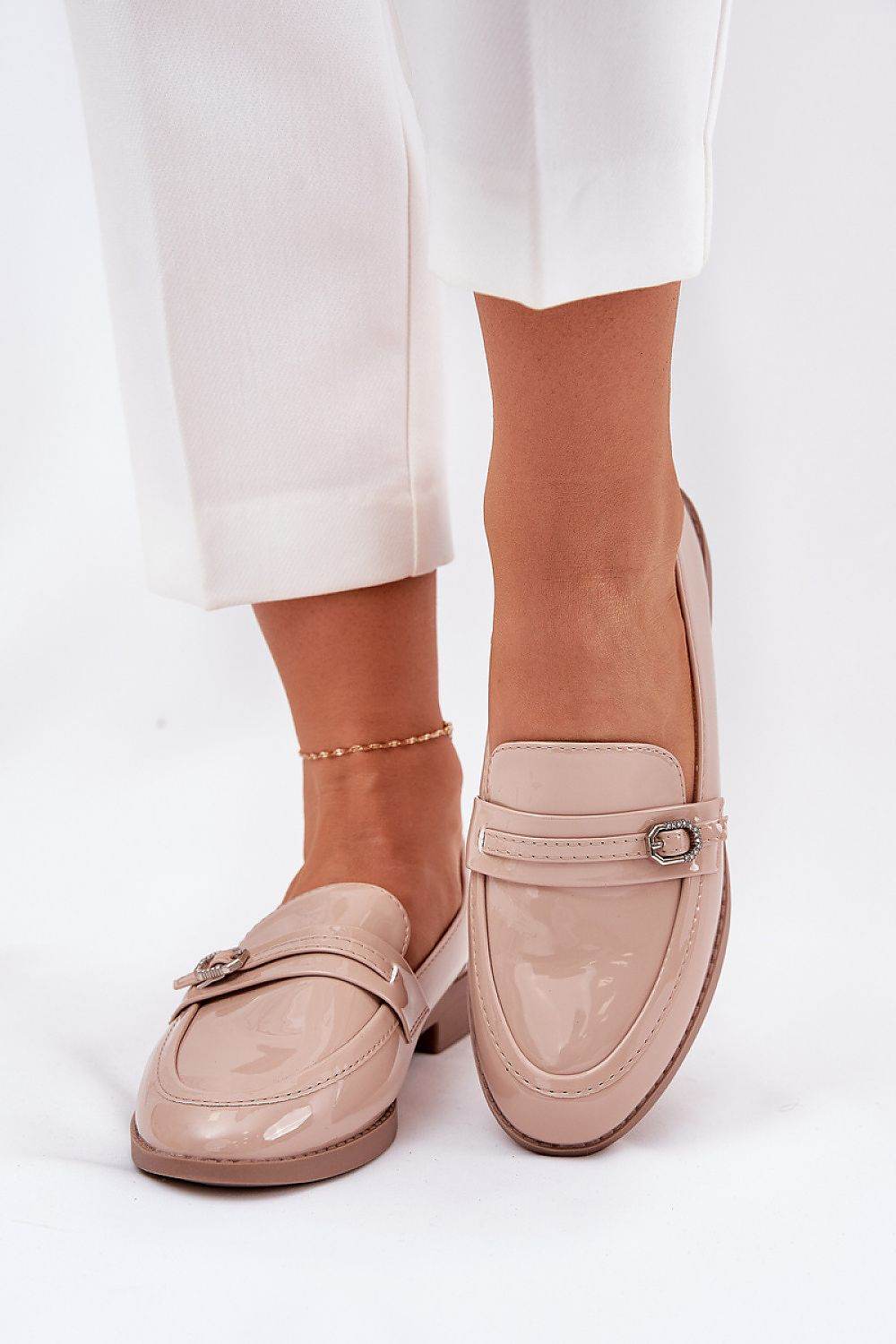 Eco Leather Women's Loafers with Decorative Buckle - INDIEZ COUTURE