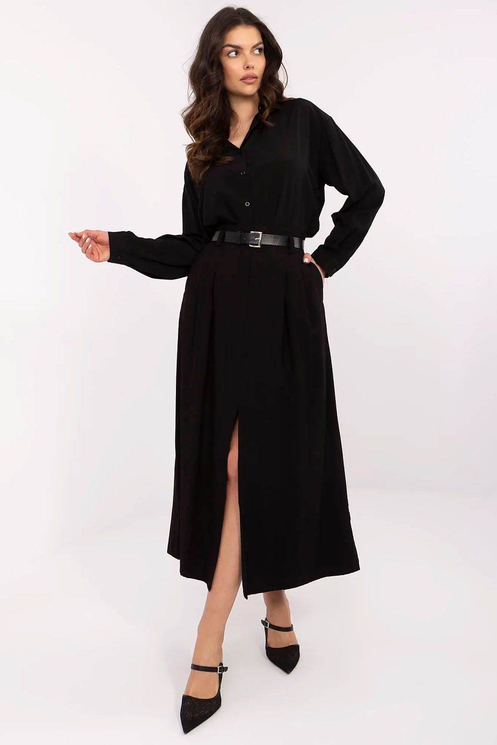 Elegant Midi Skirt with Decorative Pleats - INDIEZ COUTURE