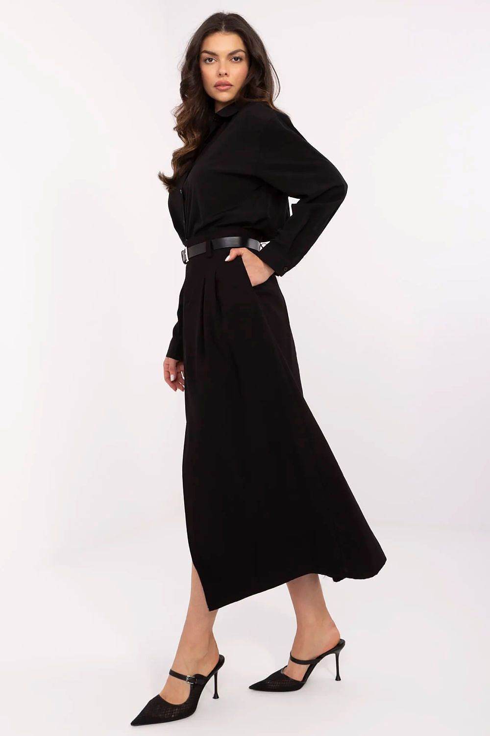 Elegant Midi Skirt with Decorative Pleats - INDIEZ COUTURE