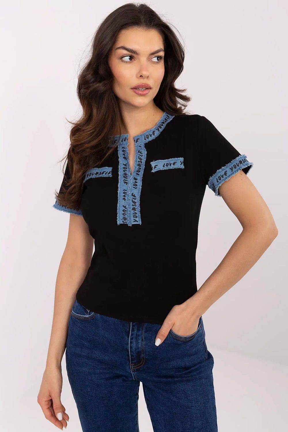 Fitted Cotton Blouse with Classic V-Neck - INDIEZ COUTURE