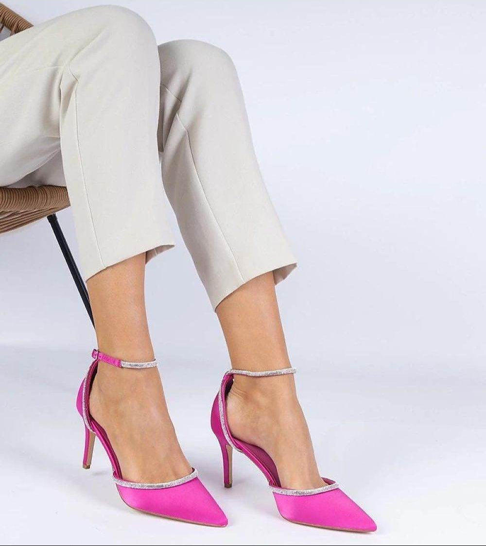 Elegant Green Satin High Heels with Zircon Accents - INDIEZ COUTURE