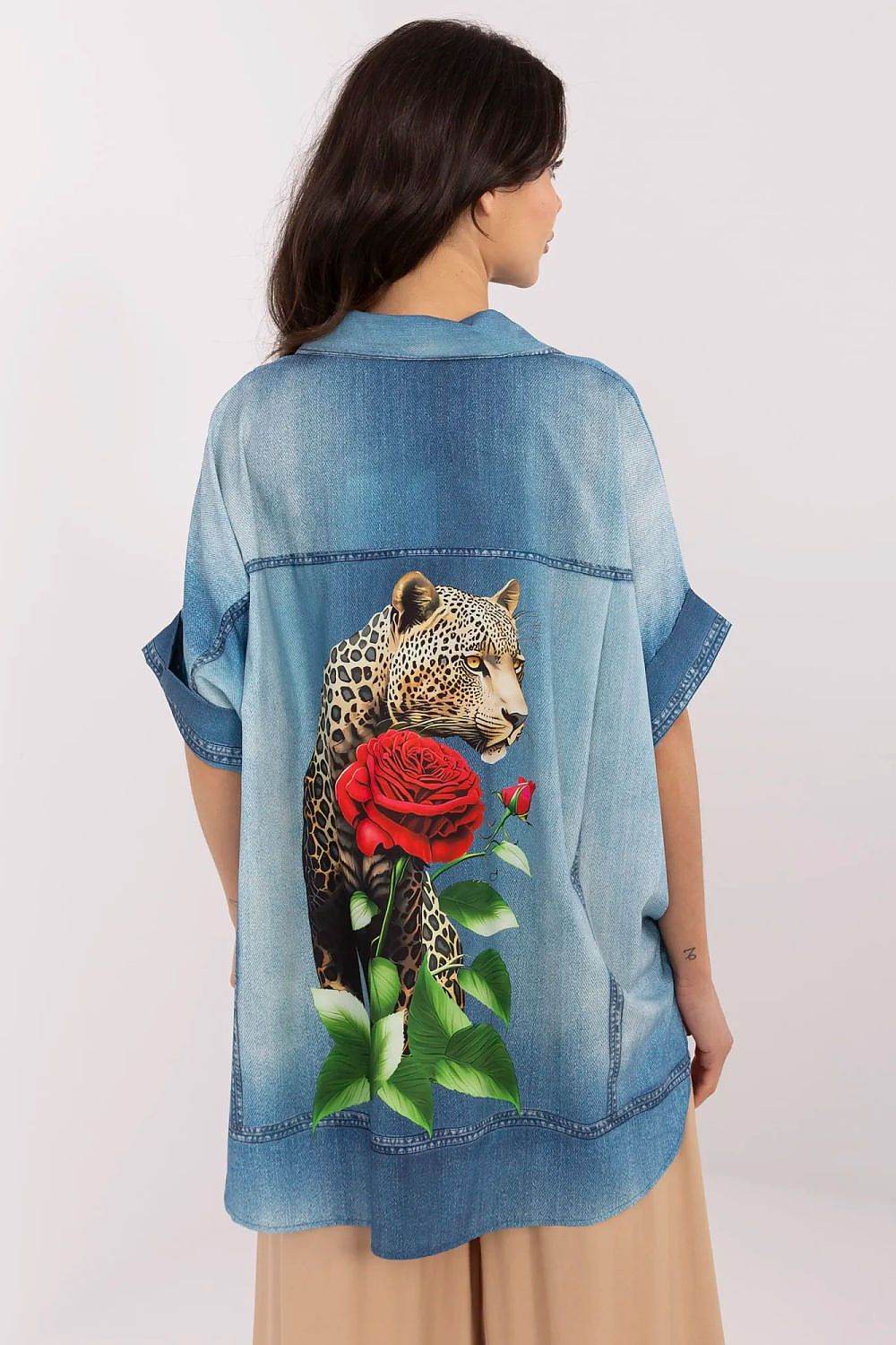 Casual Short Sleeve Shirt with Colorful Print and Asymmetrical Length - INDIEZ COUTURE