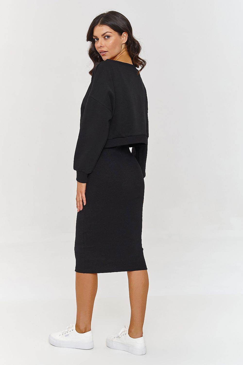 Stylish Women's Midi Tracksuit with Ribbed Comfort - INDIEZ COUTURE