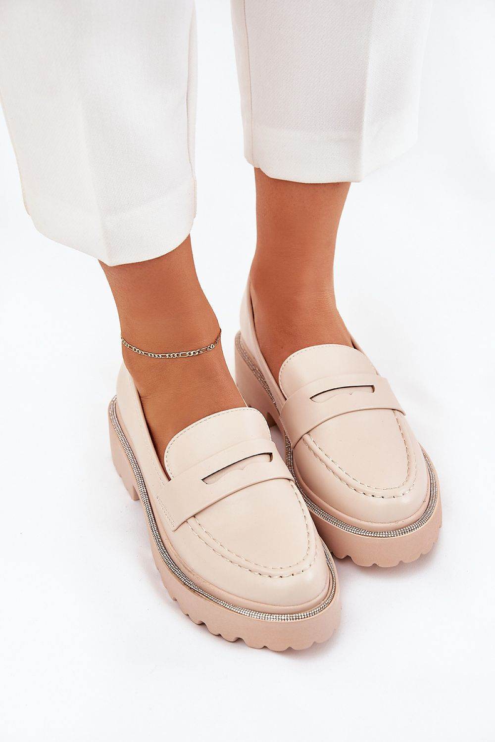 Ecological Suede Women's Loafers with Rhinestone Sole - INDIEZ COUTURE